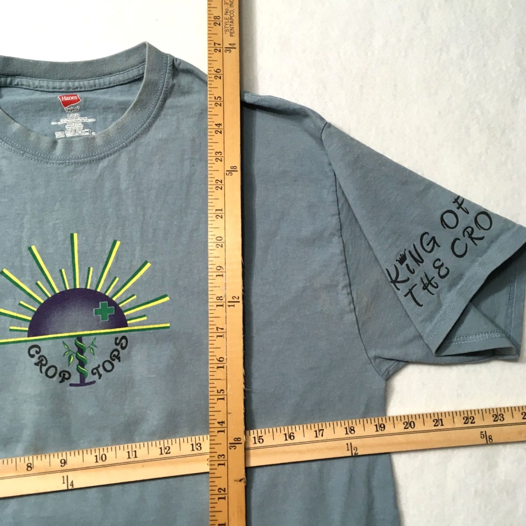 Hanes VINTAGE Hanes T-Shirt Unisex Adults L Blue Logo Double-Sided 80s Band Rock VTG Graphic Print Shirt Tee Top Short Sleeve Crew Neck Budget: TopS Size US L / EU 52-54 / 3 - 6 Thumbnail