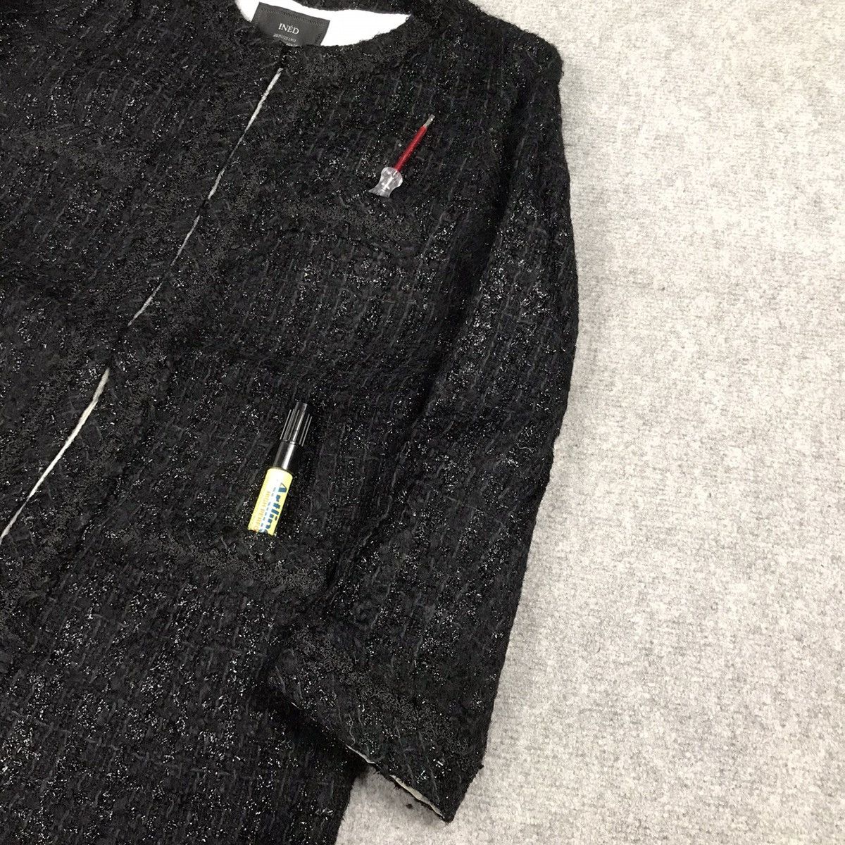 Japanese Brand INED BLACK TWEED JACKET Size S / US 4 / IT 40 - 6 Thumbnail