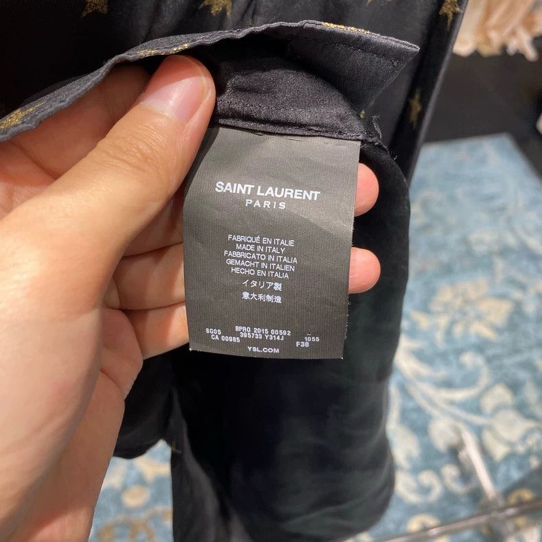 Saint Laurent Paris Saint Laurent Black Silk Star Print Shirt- Size US M / EU 48-50 / 2 - 4 Thumbnail