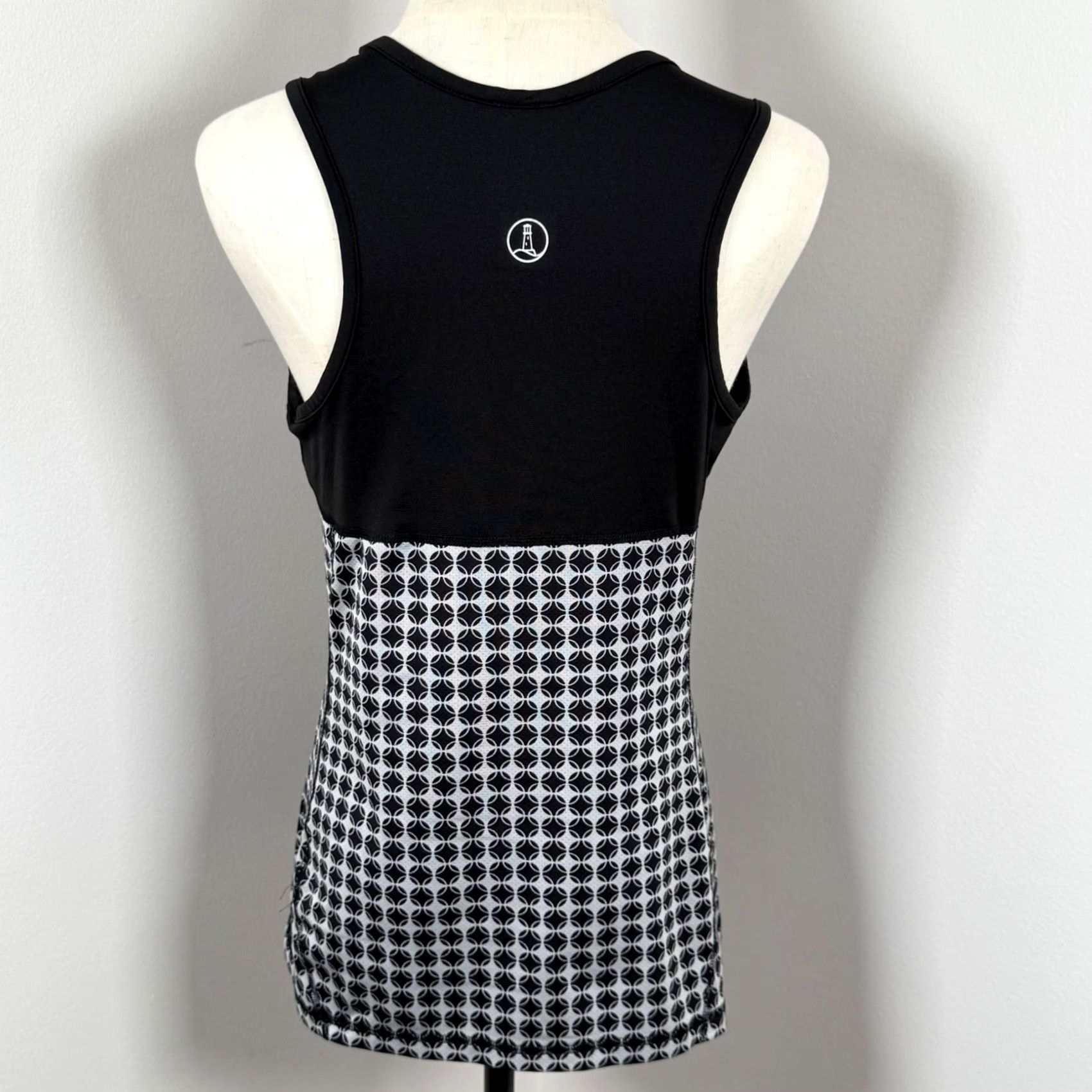 Lands' End Lands' End Active Tank Top S Black Geometric Racerback Sleeveless Pullover Size S / US 4 / IT 40 - 3 Thumbnail