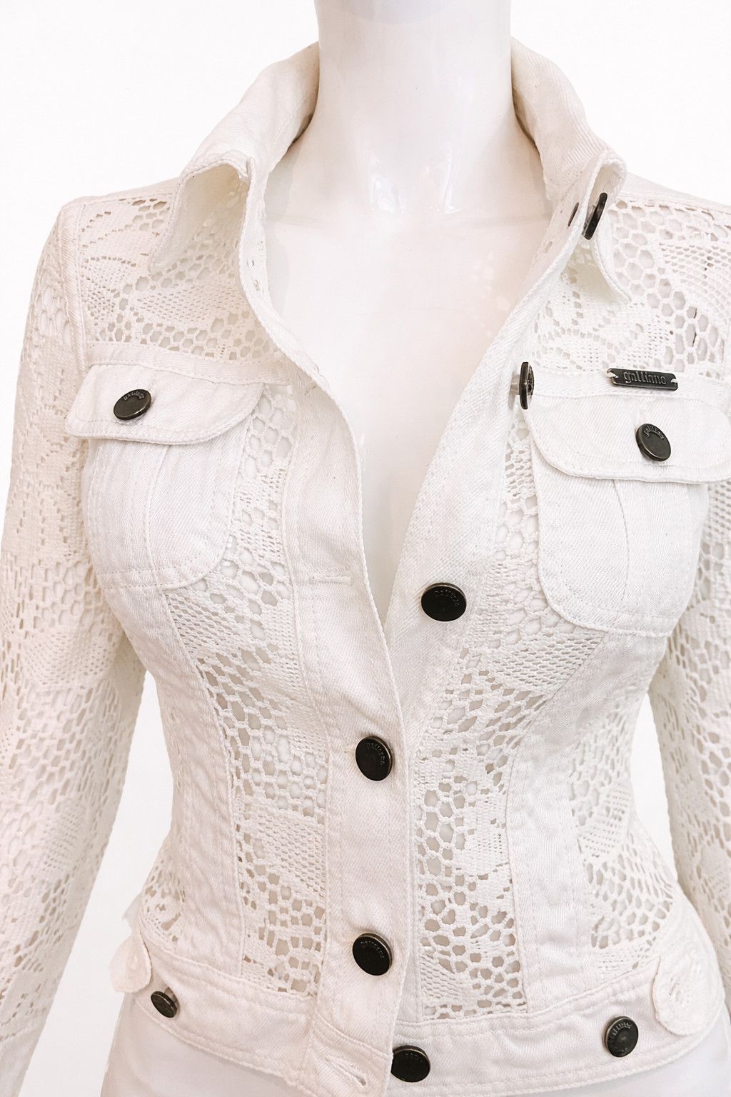 John Galliano John Galliano Crochet Lace Denim Jacket XS X-small Small Size XS / US 0-2 / IT 36-38 - 3 Thumbnail