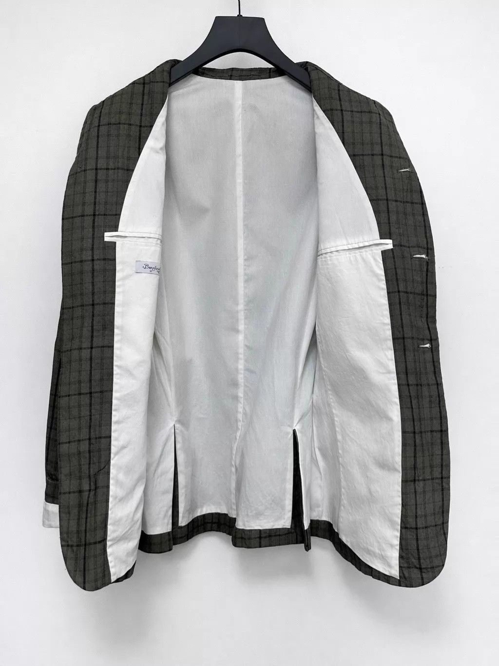 Bergfabel bergfabel gray green check linen blazer 46 Size 46R - 3 Thumbnail