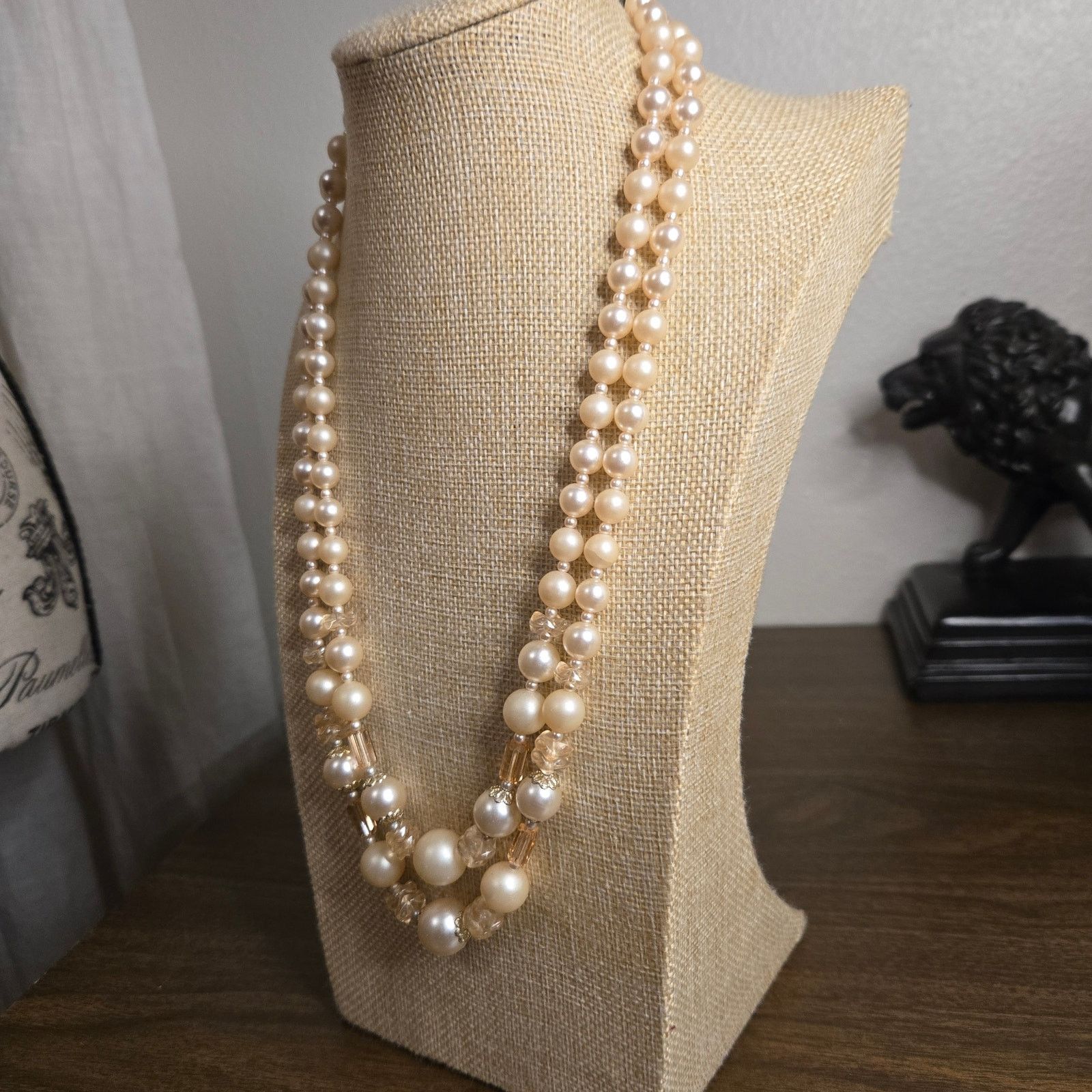 Vintage Vintage Japan Faux Pearl Necklace, Ornate Estate Glam Size ONE SIZE - 3 Thumbnail