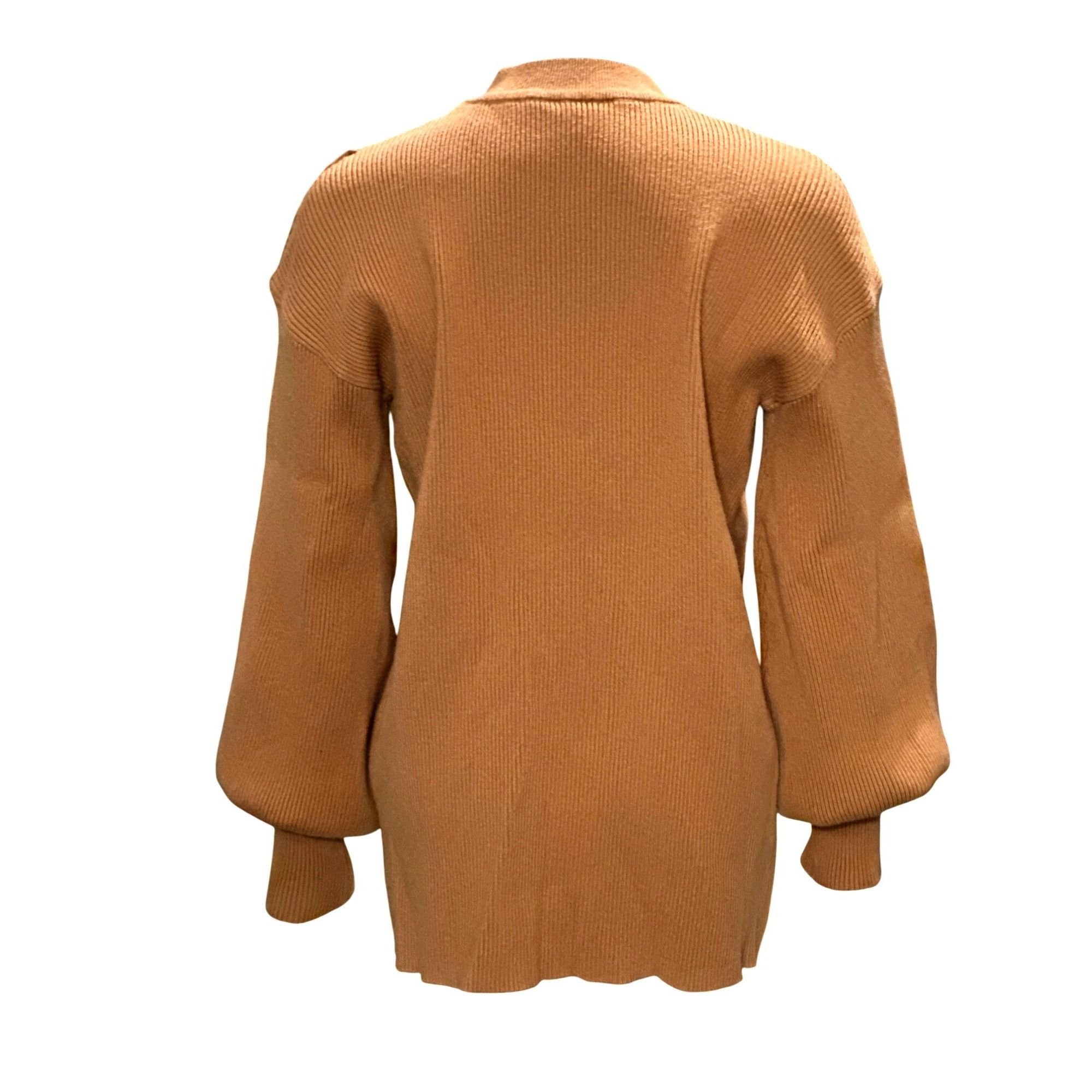 Other CCC Brown Cutout Sweater Ribbed Knit Gigi Neckline Bishop Sl Size XL / US 12-14 / IT 48-50 - 3 Thumbnail