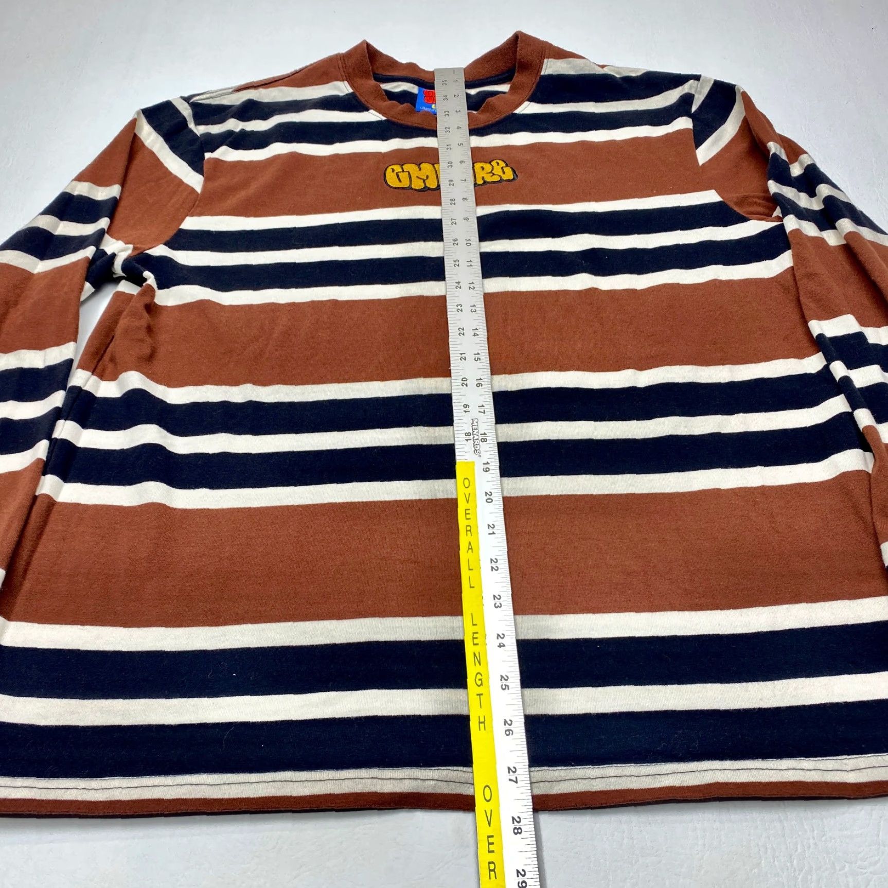 Empyre Empyre Shirt Mens Large Striped Long Sleeve Pullover Brown White Blue 7899 Size US L / EU 52-54 / 3 - 7 Thumbnail