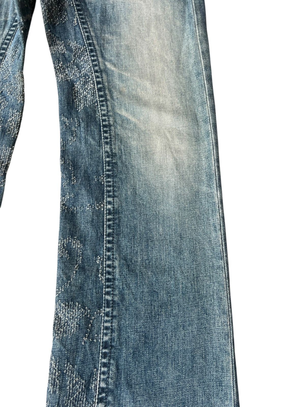 Handmade Mizra Hand Made in Japan Distressed Boro Denim Bootcut Jeans Size US 30 / EU 46 - 12 Thumbnail