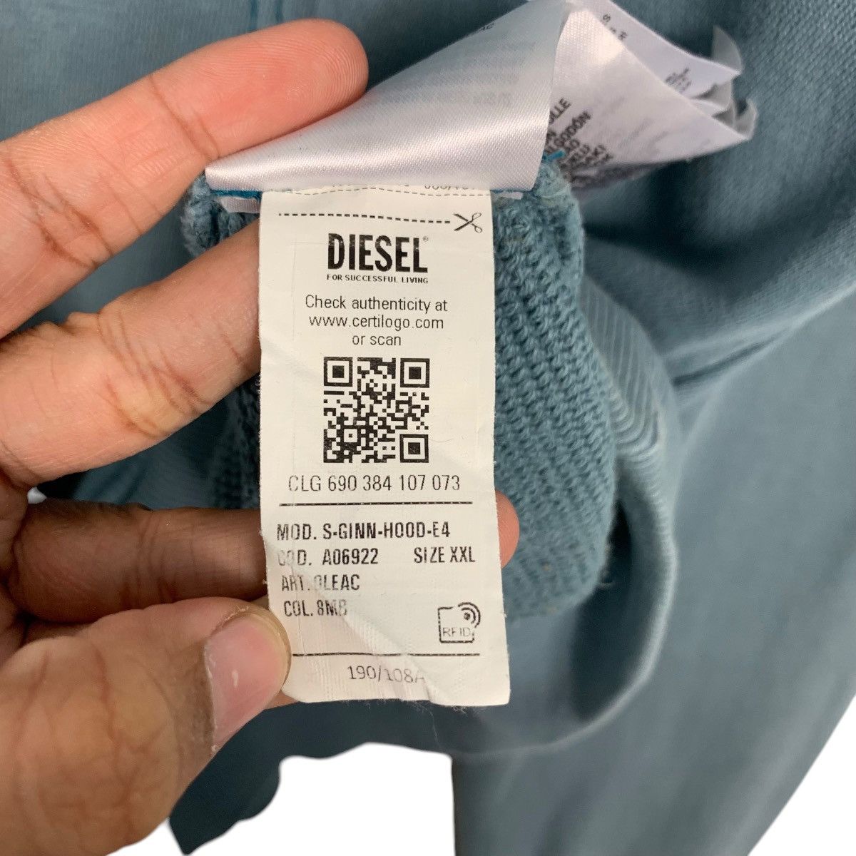 Diesel DIESEL Big Logo Pullover Hoodie Sweatshirt #2528-C114 Size US XXL / EU 58 / 5 - 23 Thumbnail