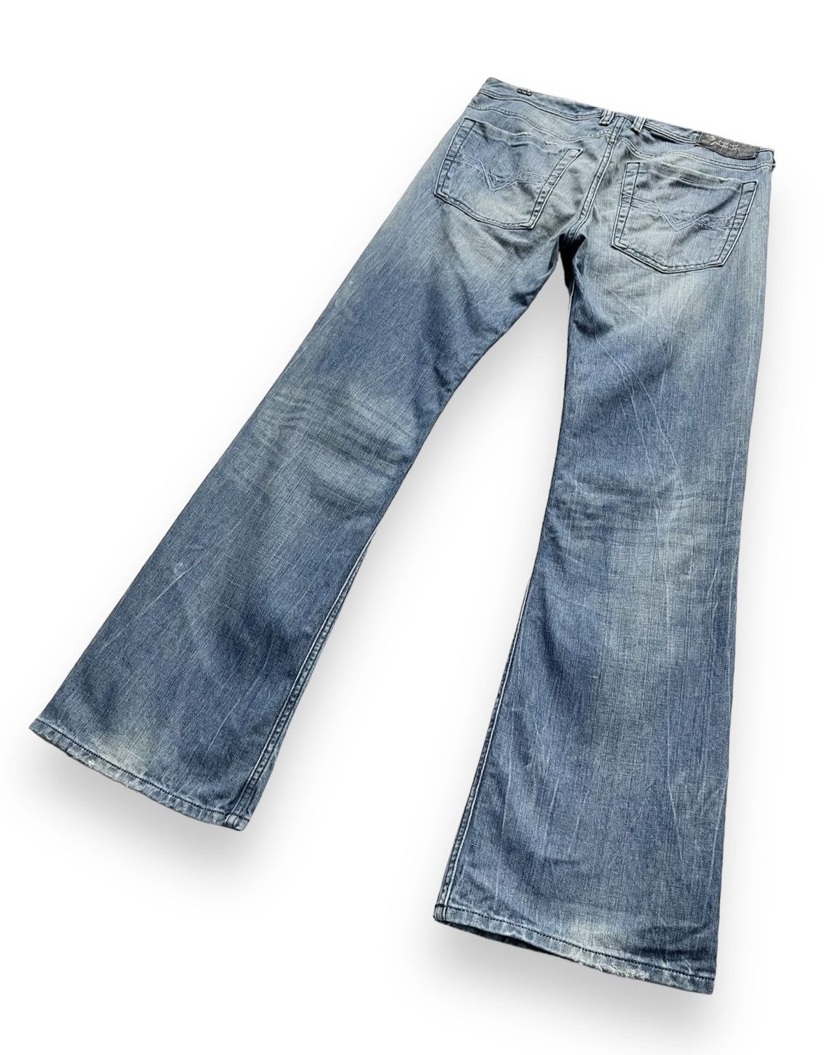 Diesel Vtg DIESEL ZATHAN Regular Bootcut Flare Mud Wash Blue 31x32 Size US 31 - 7 Thumbnail