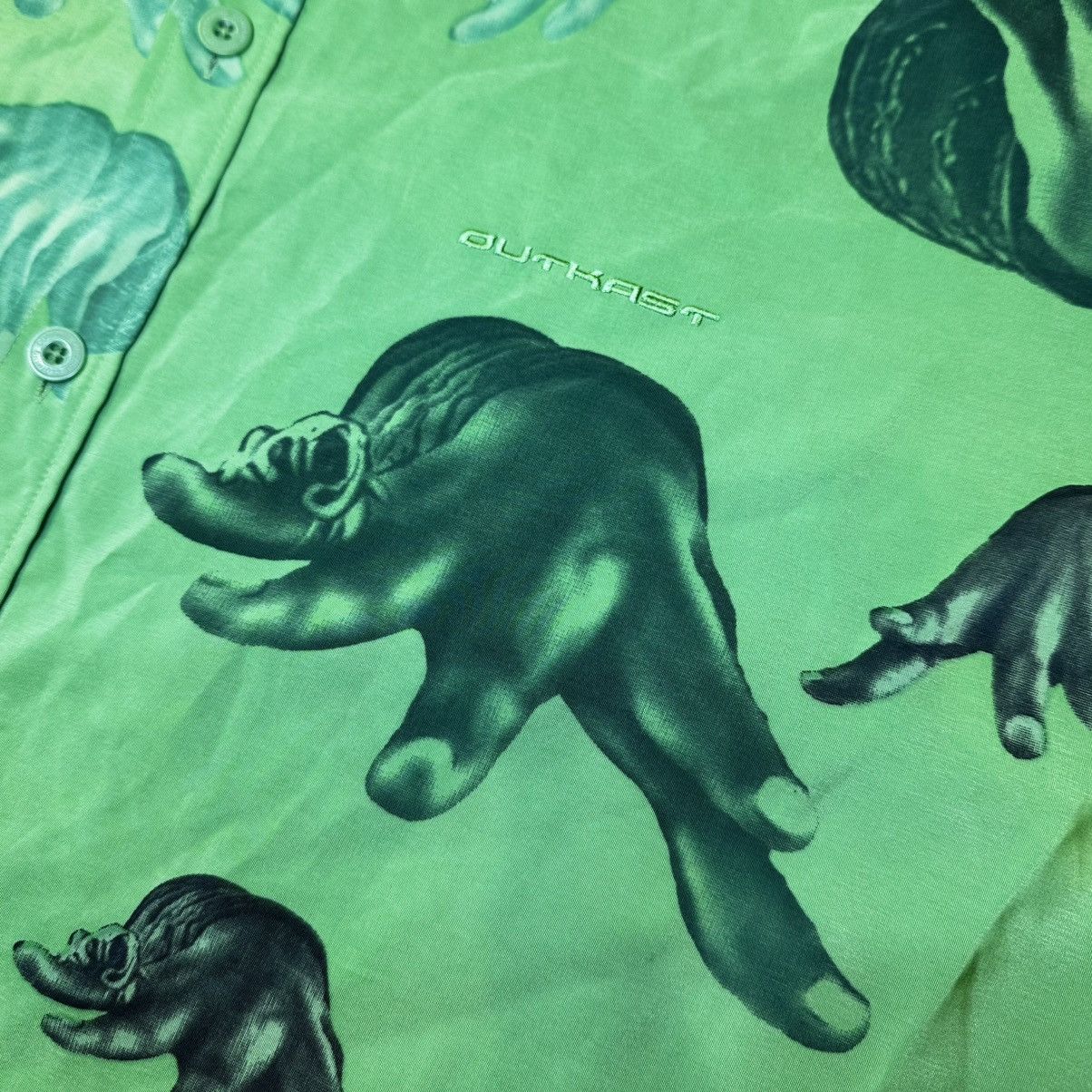 VINTAGE OUTKAST (Andre 3000) Green AOP Button Up Shirt