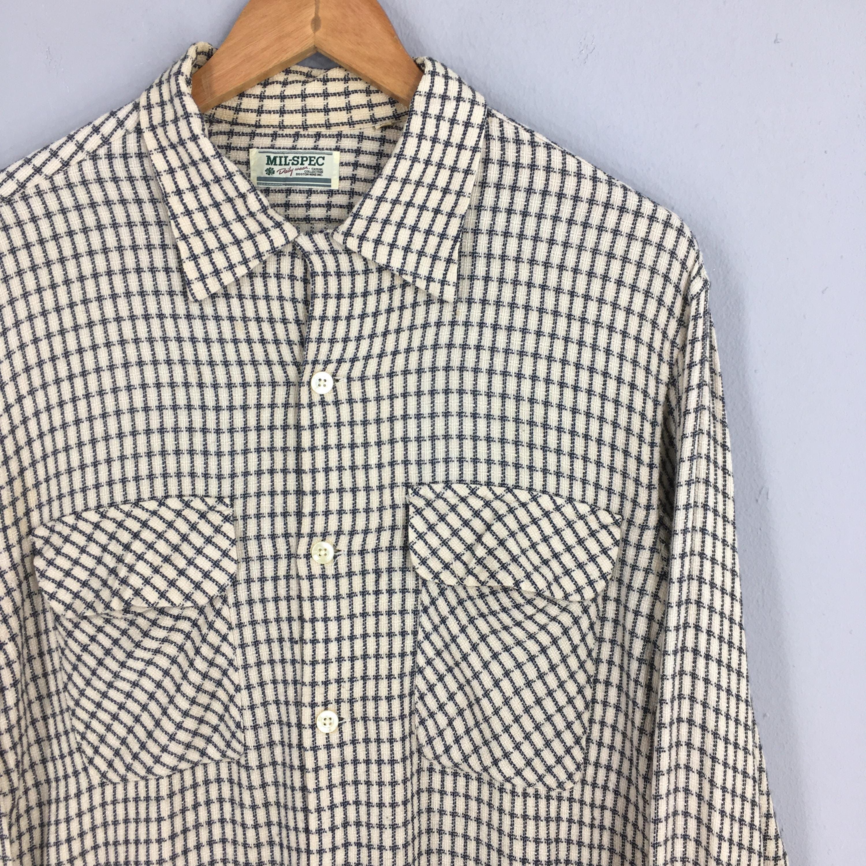 Flannel × Vintage Vintage Mil Spec Checkered Gingham Flannel Shirt Medium Size US M / EU 48-50 / 2 - 2 Thumbnail