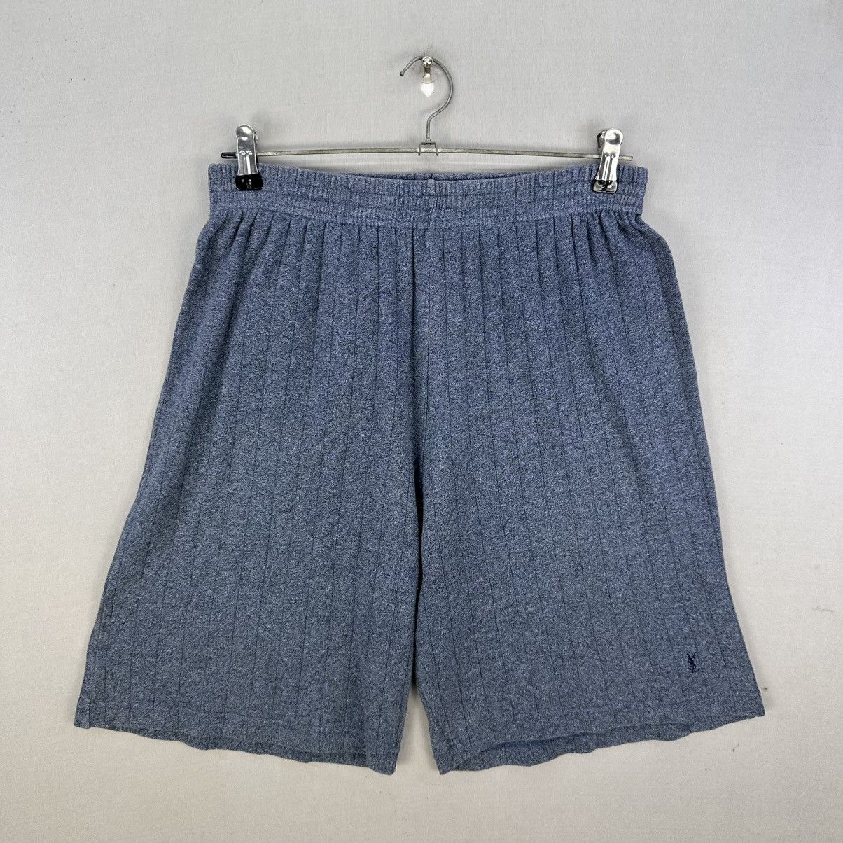 Vintage Yves Saint Laurent Pour Homme Striped Short Pants in Blue, Men's (Size 30)