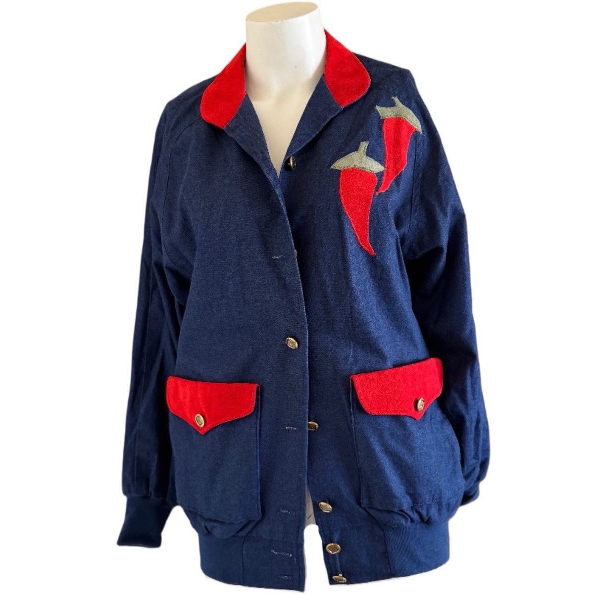 Other Vintage 90s jacket blue southwestern coyote chili pepper Size L / US 10 / IT 46 - 1 Thumbnail