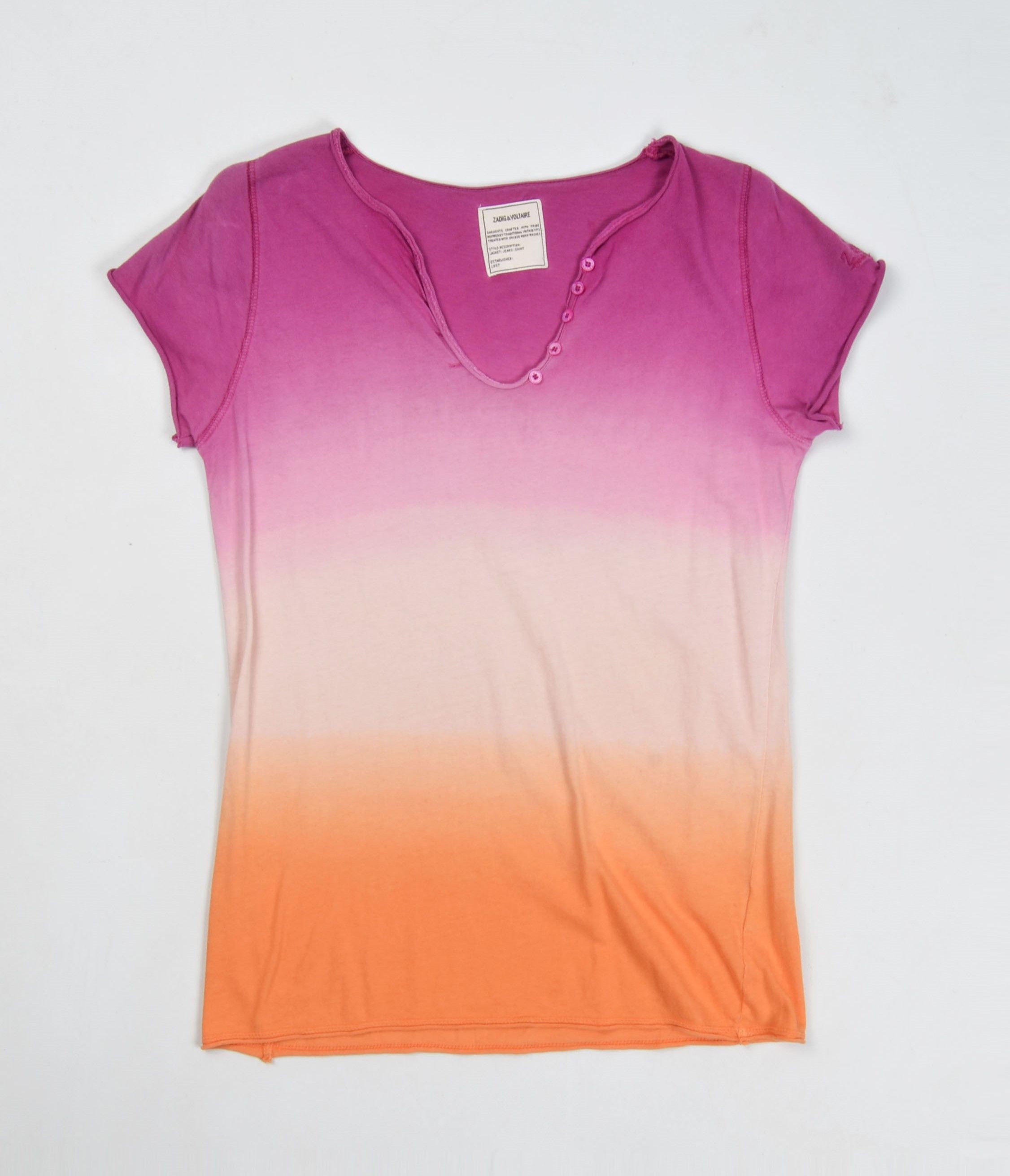 Zadig & Voltaire Zadig & Voltaire Multicolor Gradient V-Neck T-shirt Top Size S / US 4 / IT 40 - 4 Thumbnail