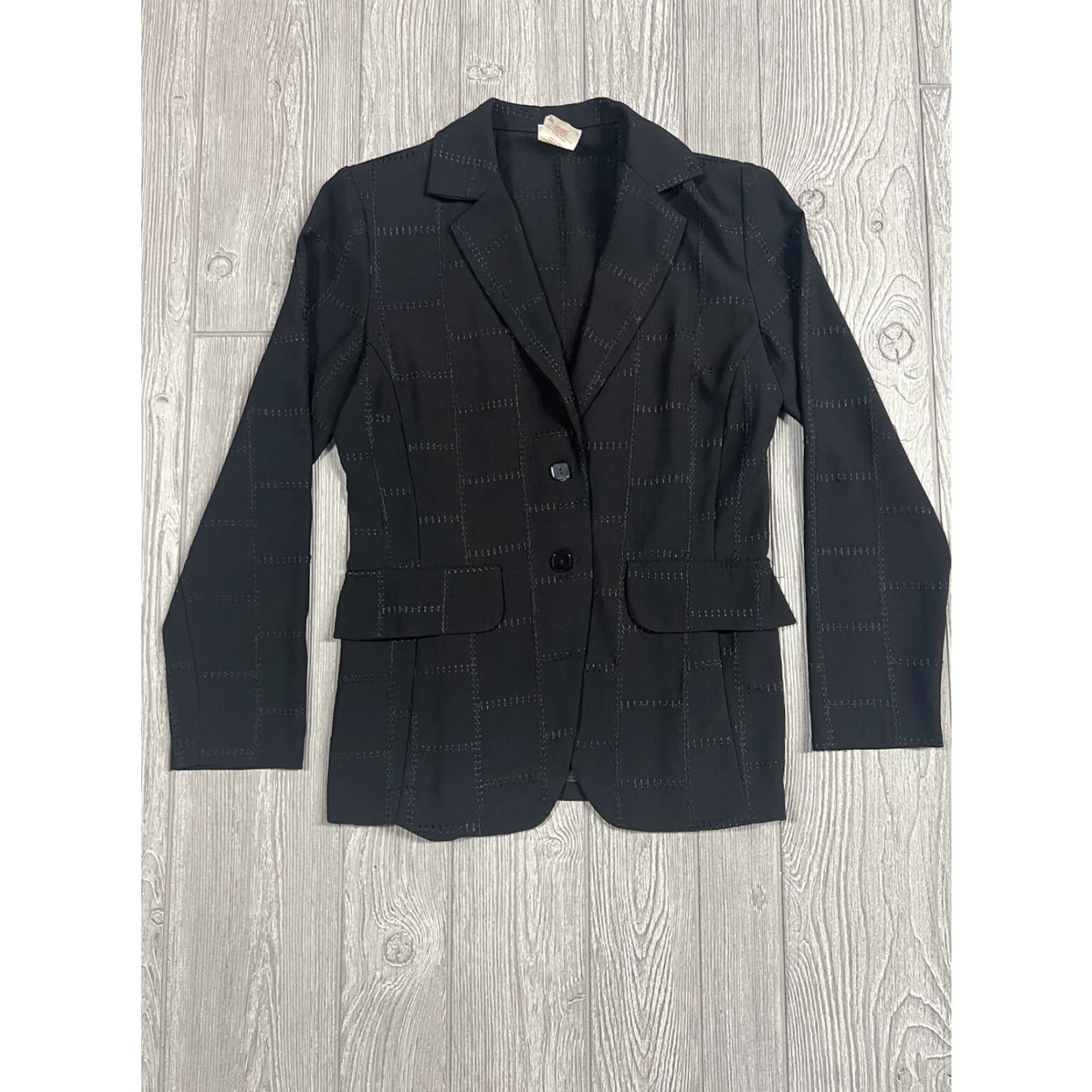 Vintage VINTAGE Studio C Blazer_Jacket Women’s 10 Black 2 Button Patchwork Design Canada Size L / US 10 / IT 46 - 2 Thumbnail