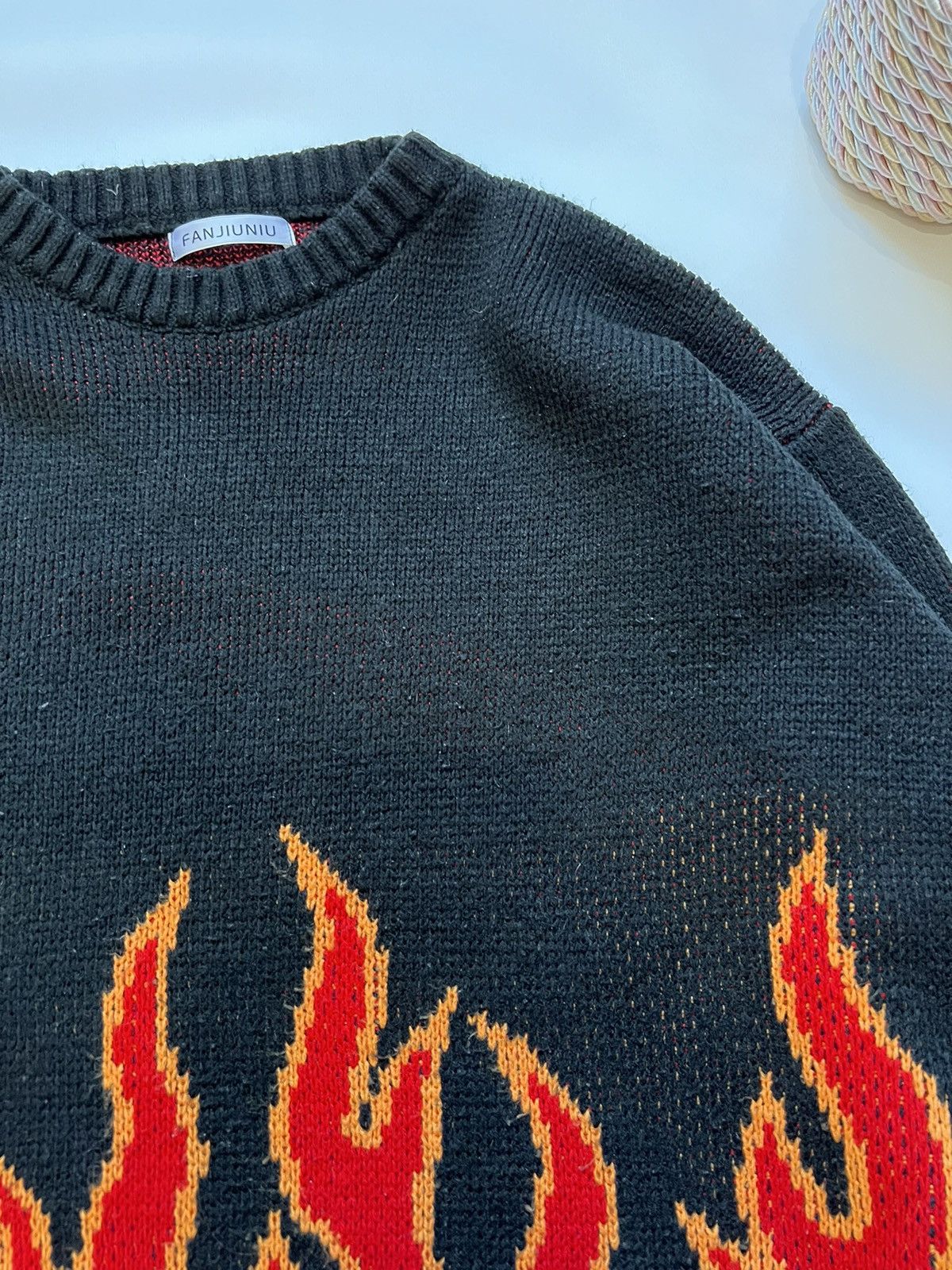 Vintage Vintage Fire Sweater Avant Garde Black Size US S / EU 44-46 / 1 - 3 Thumbnail
