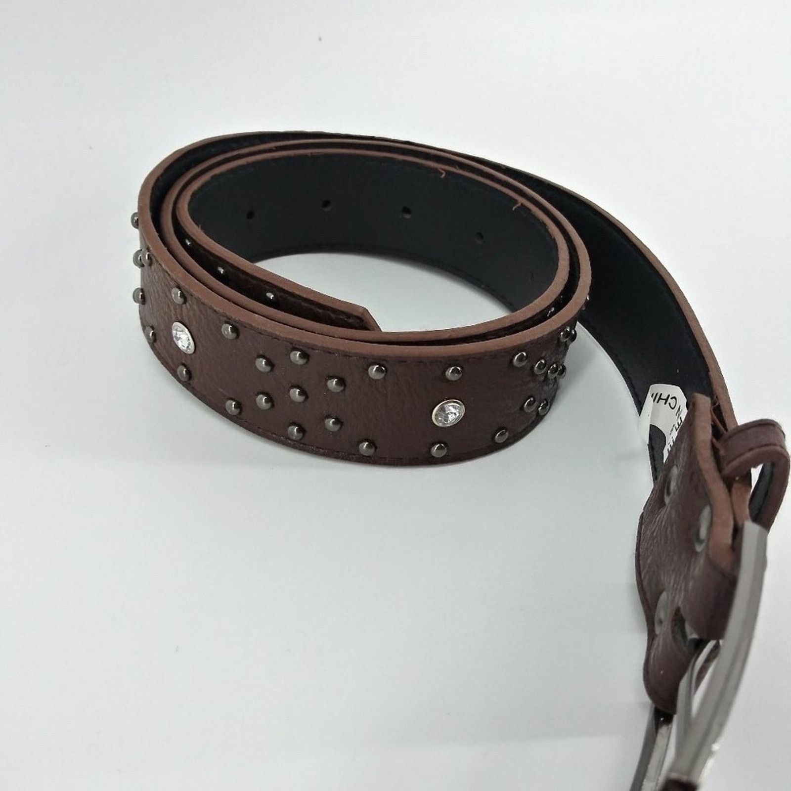 Other Women's Dark Brown Faux Leather Rhinestone Stud Belt size 8 Size ONE SIZE - 3 Thumbnail