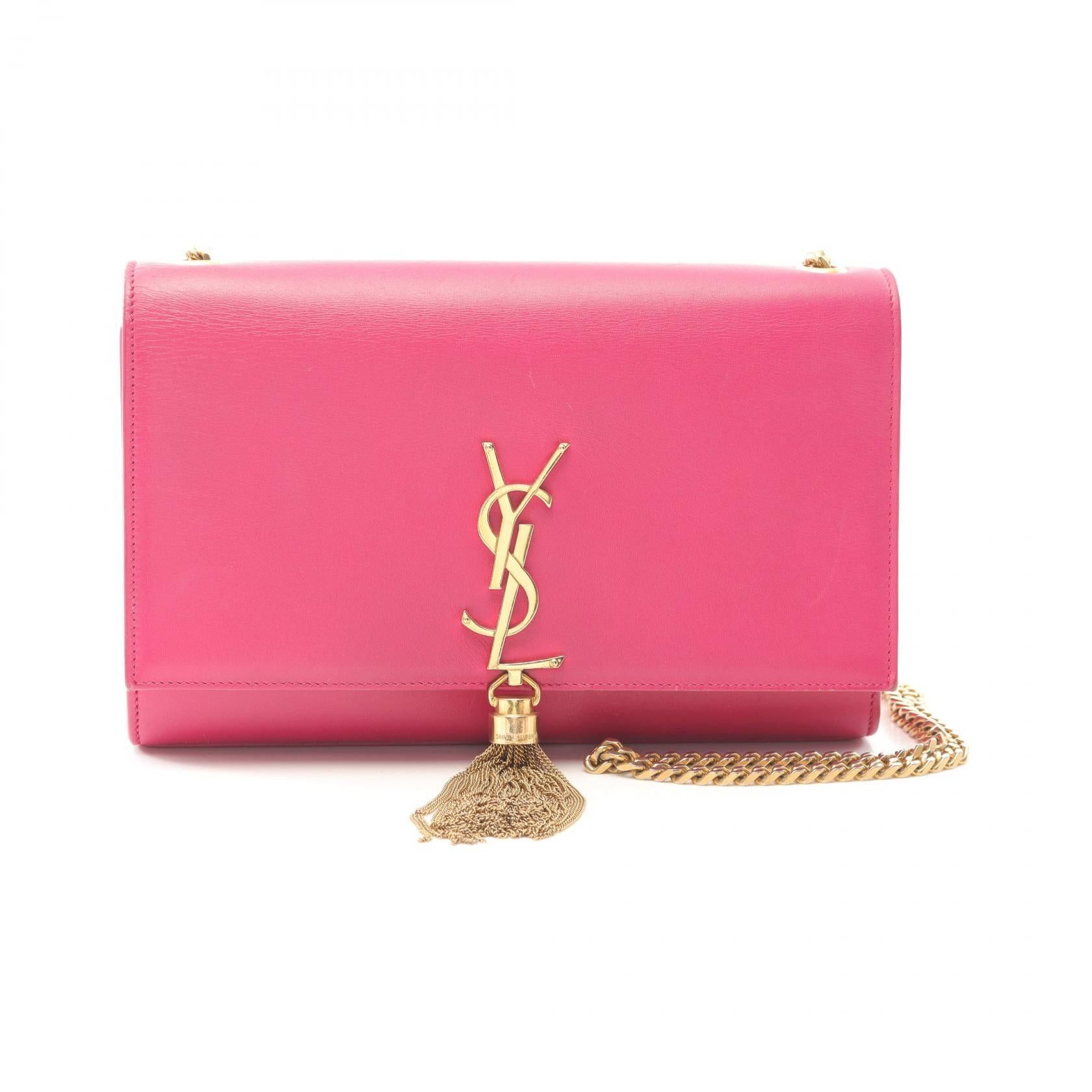 Yves Saint Laurent Yves Saint Laurent Kate Monogram Chain Shoulder Bag Leather Pink Size ONE SIZE - 1 Thumbnail
