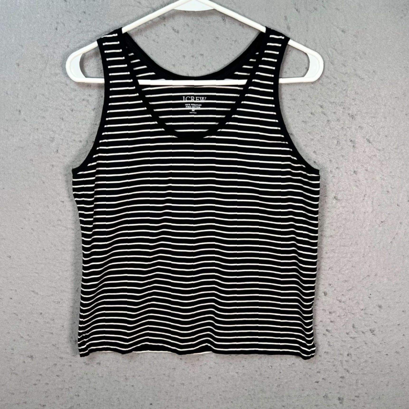 J.Crew J. Crew Womens Size Medium Tank Top Black & White Striped Pima Cotton Tank Top Size M / US 6-8 / IT 42-44 - 2 Thumbnail
