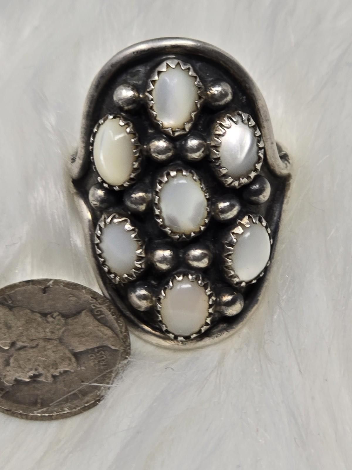 Other Native American DR 925 Silver Moonstone Cluster Ring 11.5 Size ONE SIZE - 8 Thumbnail