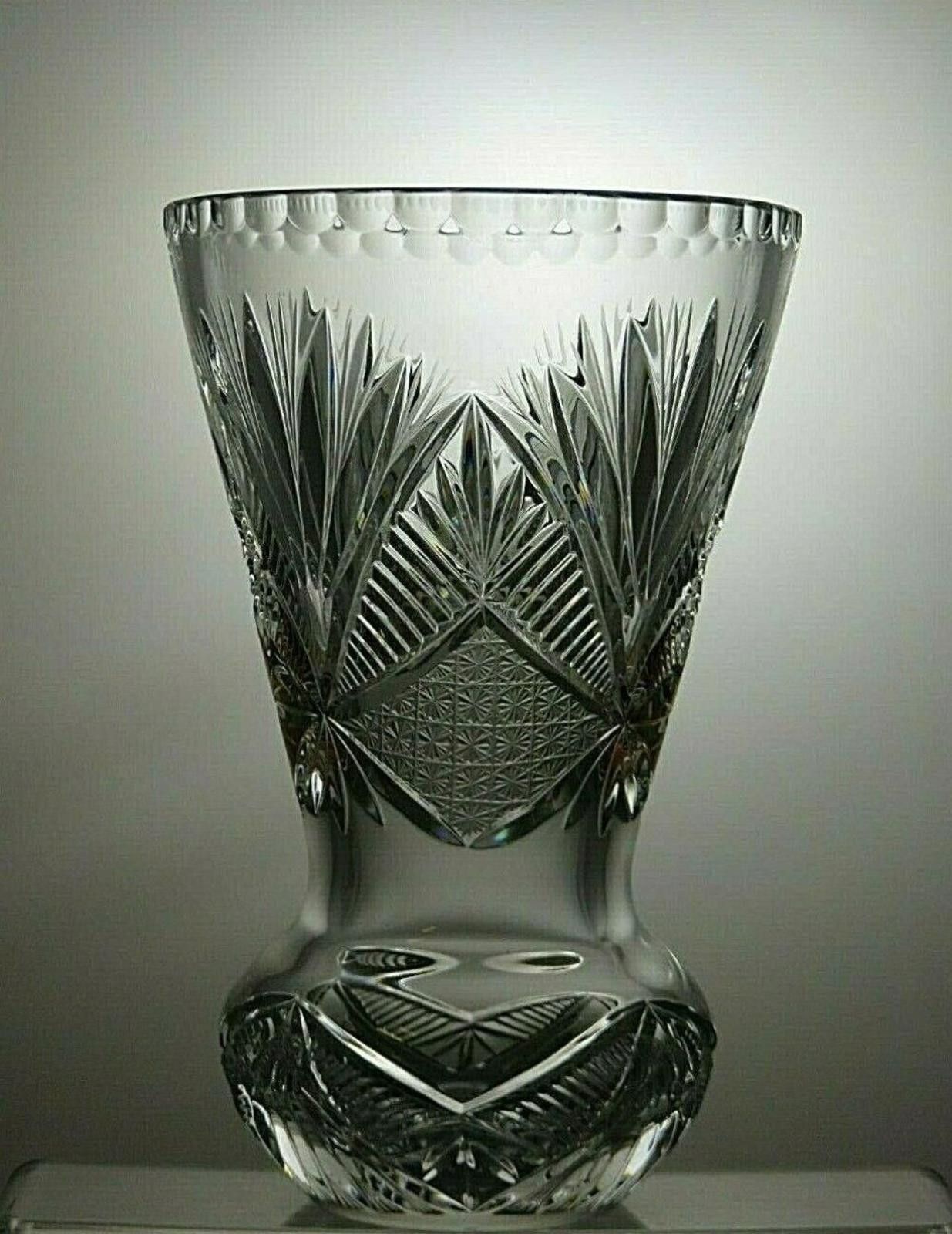 Poeme Bohemien Vintage Rare Bohemian Crystal Cut Amber & Clear Vase 8 7/8" Size ONE SIZE - 4 Thumbnail