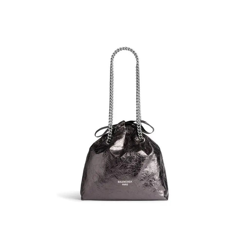 Balenciaga o1la1rc1a1125 Crush Small Tote Bag Metallized in Grey Size ONE SIZE - 1 Thumbnail