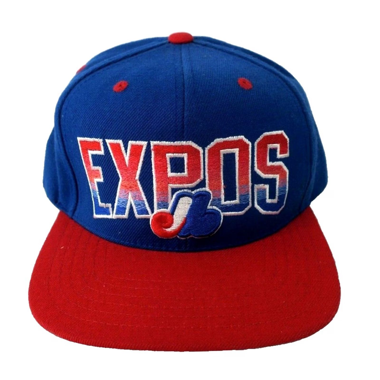 American Needle American Needle Montreal Expos Snapback Hat Baseball Cap Wool Blend Blue Solid Adjustable Medium Width Mens Size ONE SIZE - 2 Thumbnail