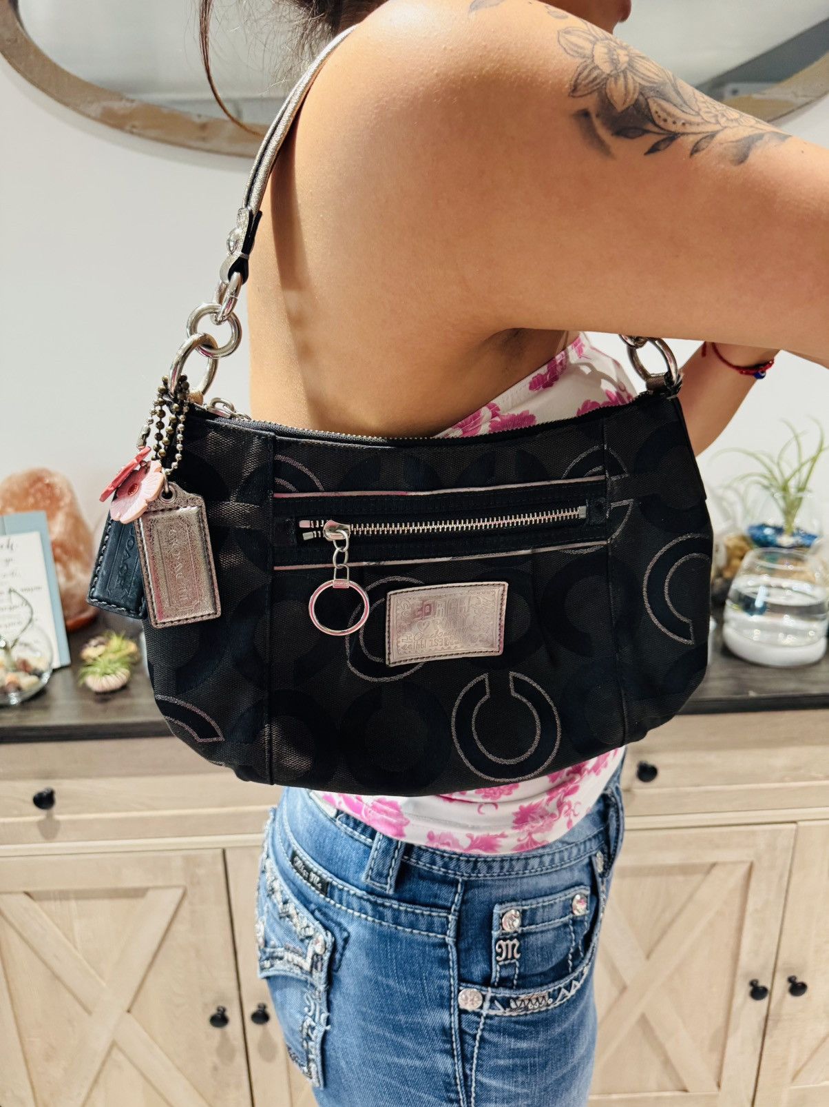 Rare Coach Poppy Y2K Glam Shoulder Bag Black Signature