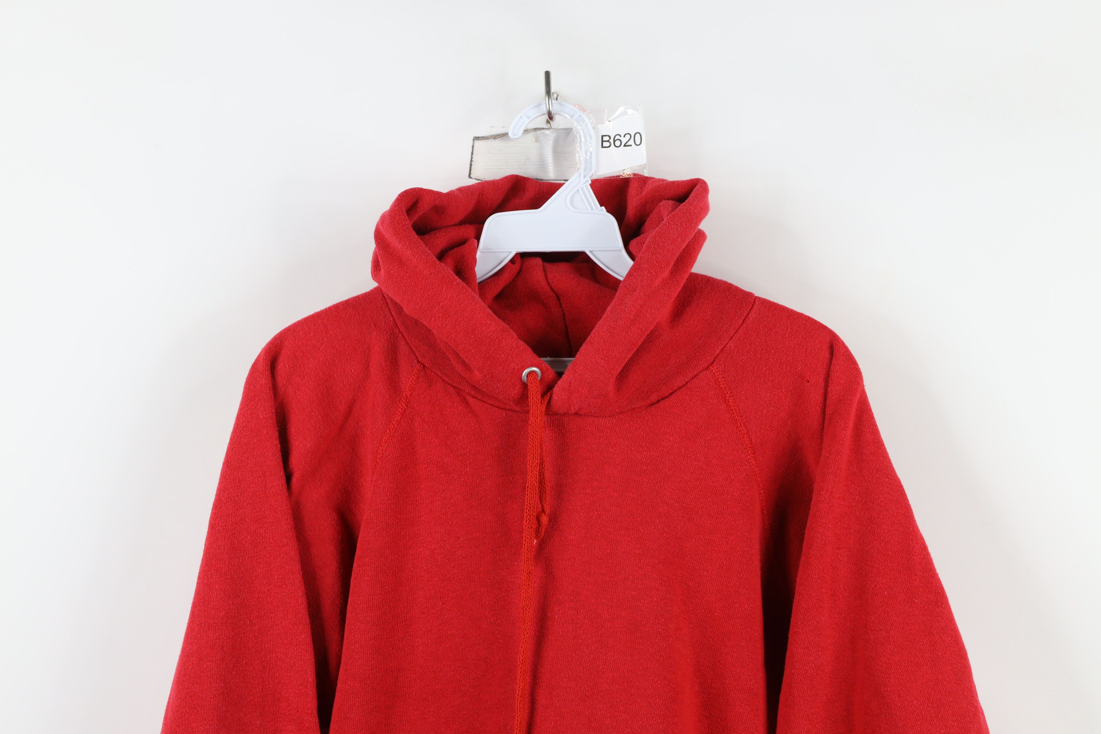 Vintage Vintage 70s 80s Streetwear Blank Hoodie Sweatshirt Red USA Size US M / EU 48-50 / 2 - 2 Thumbnail