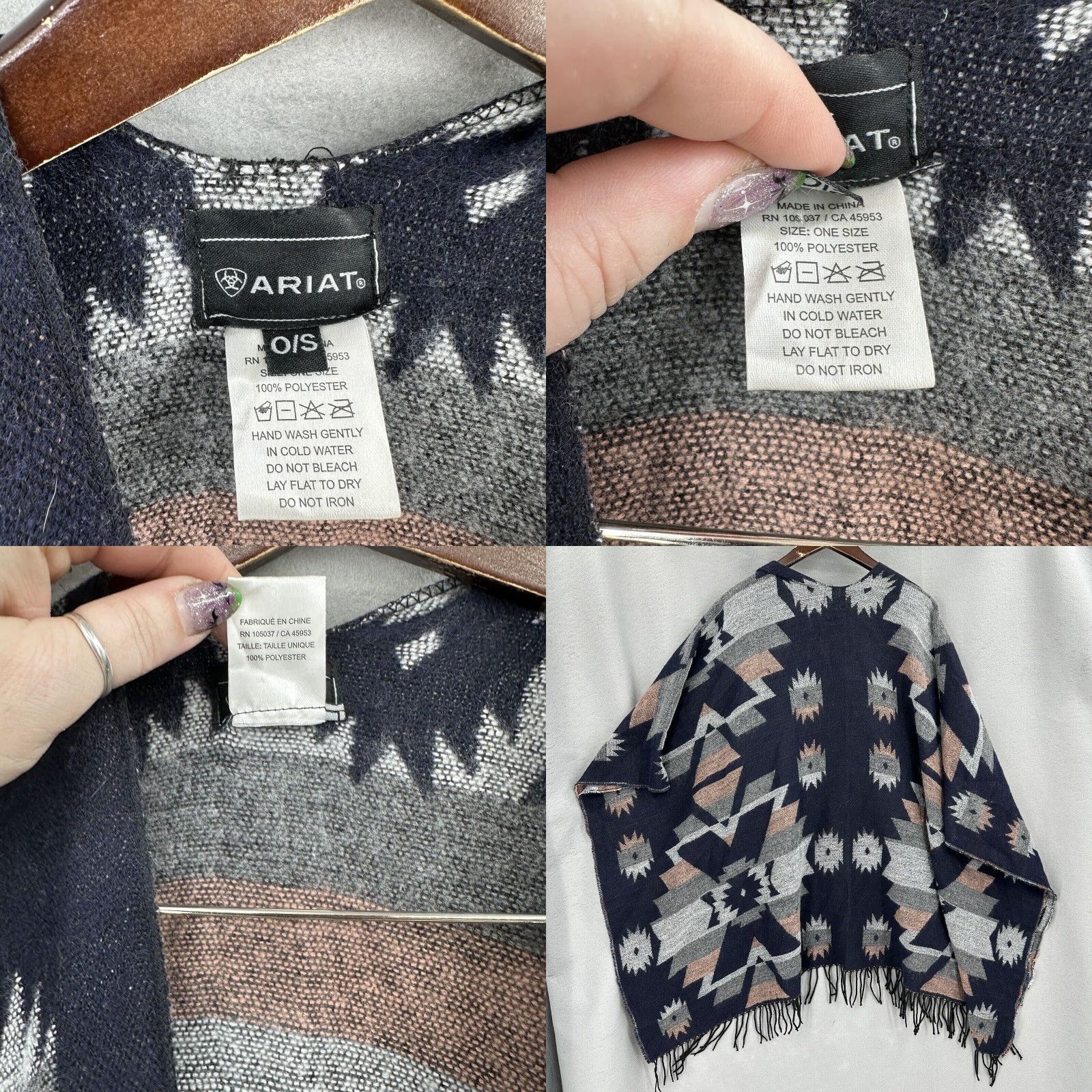 Ariat Ariat Womens Sweater Vest Boho Wrap Western Fringe Solid Black Size One Size Casual Fall Spring Summer Winter Size ONE SIZE - 8 Thumbnail
