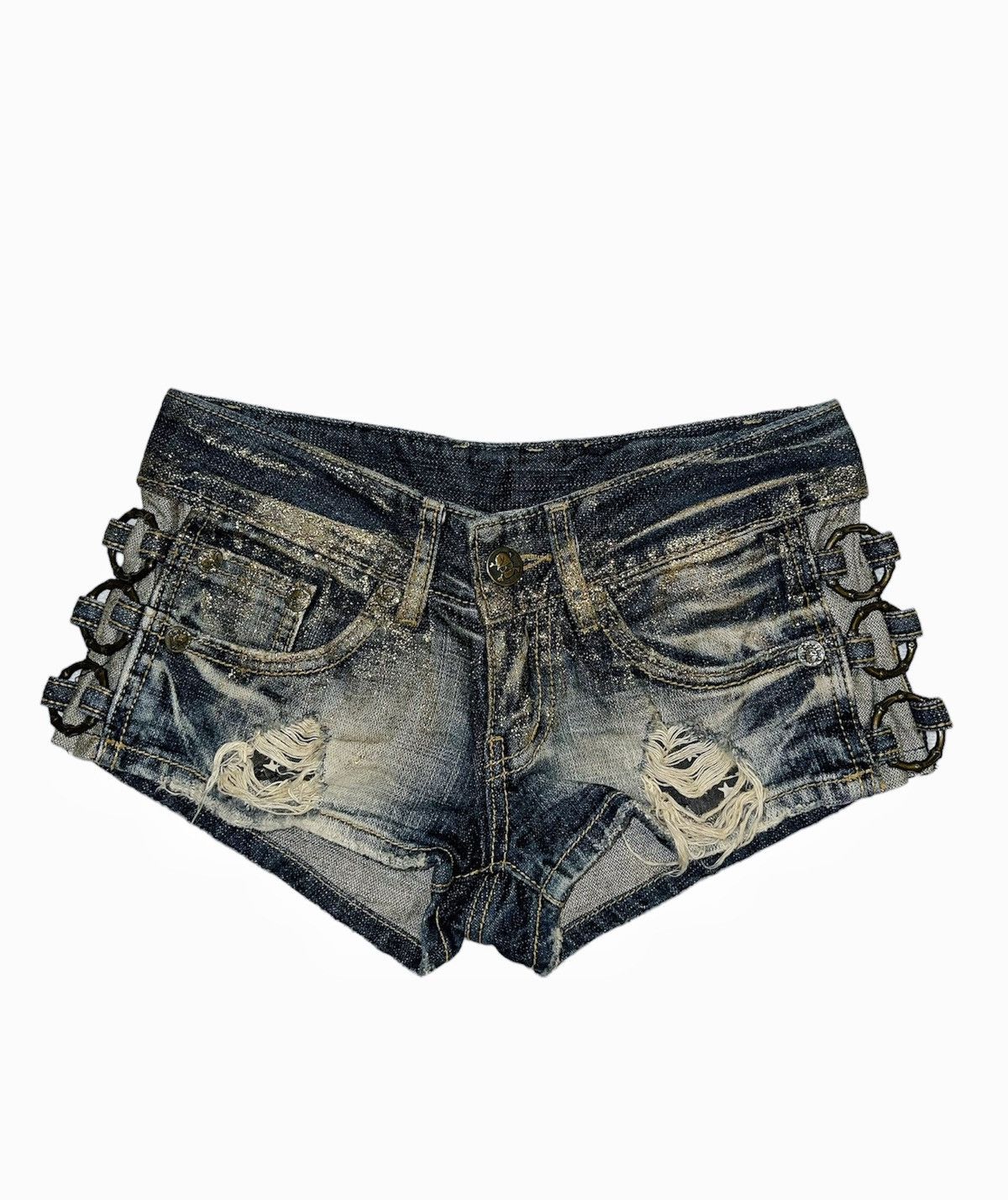 Japanese Brand D.i.a. Gyaru glitter denim shorts ☠️✨ Size 26" / US 2 / IT 38 - 2 Thumbnail