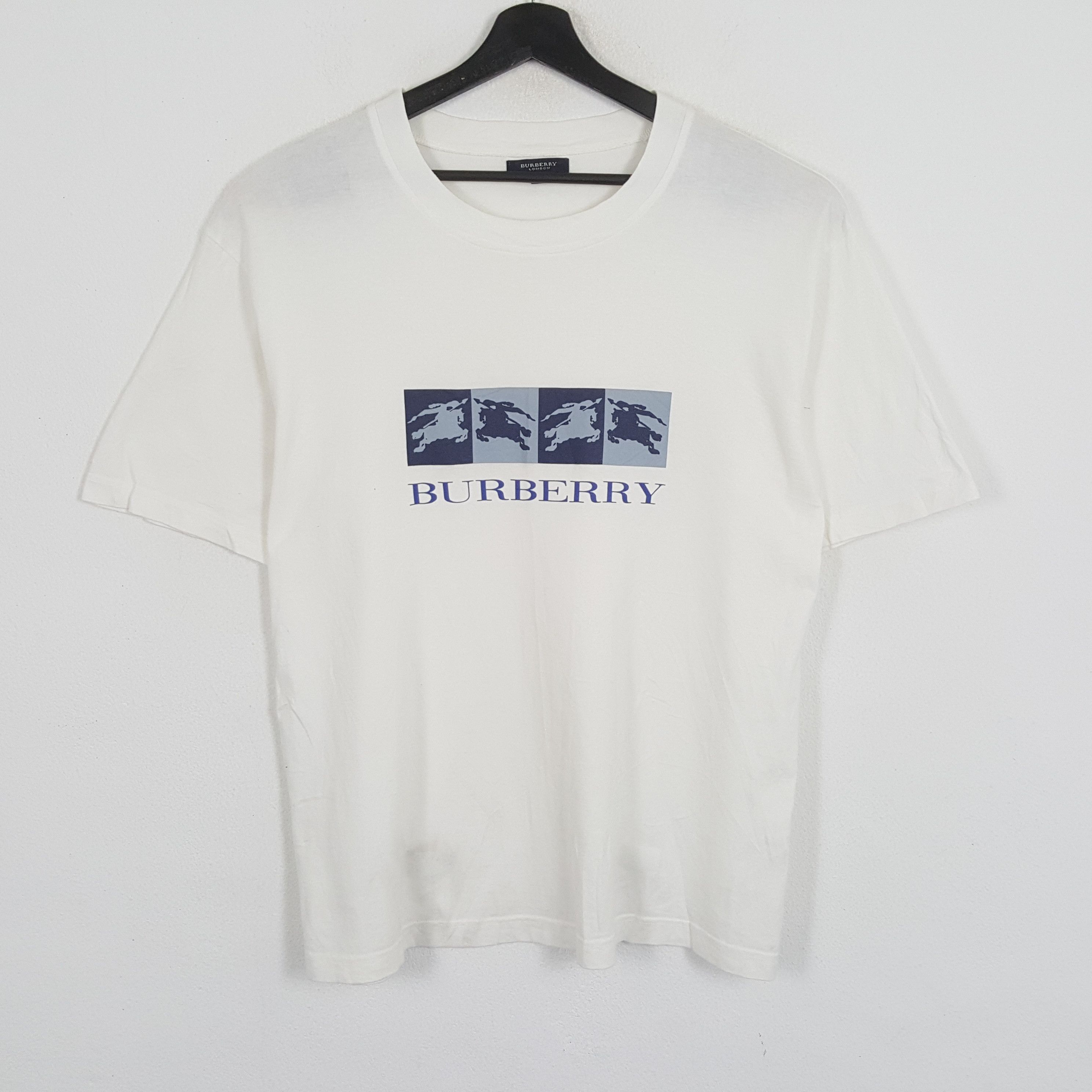 Burberry × Vintage BURBERRY LONDON Luxury Brand Center Logo Spellout Tshirt Size US L / EU 52-54 / 3 - 1 Thumbnail