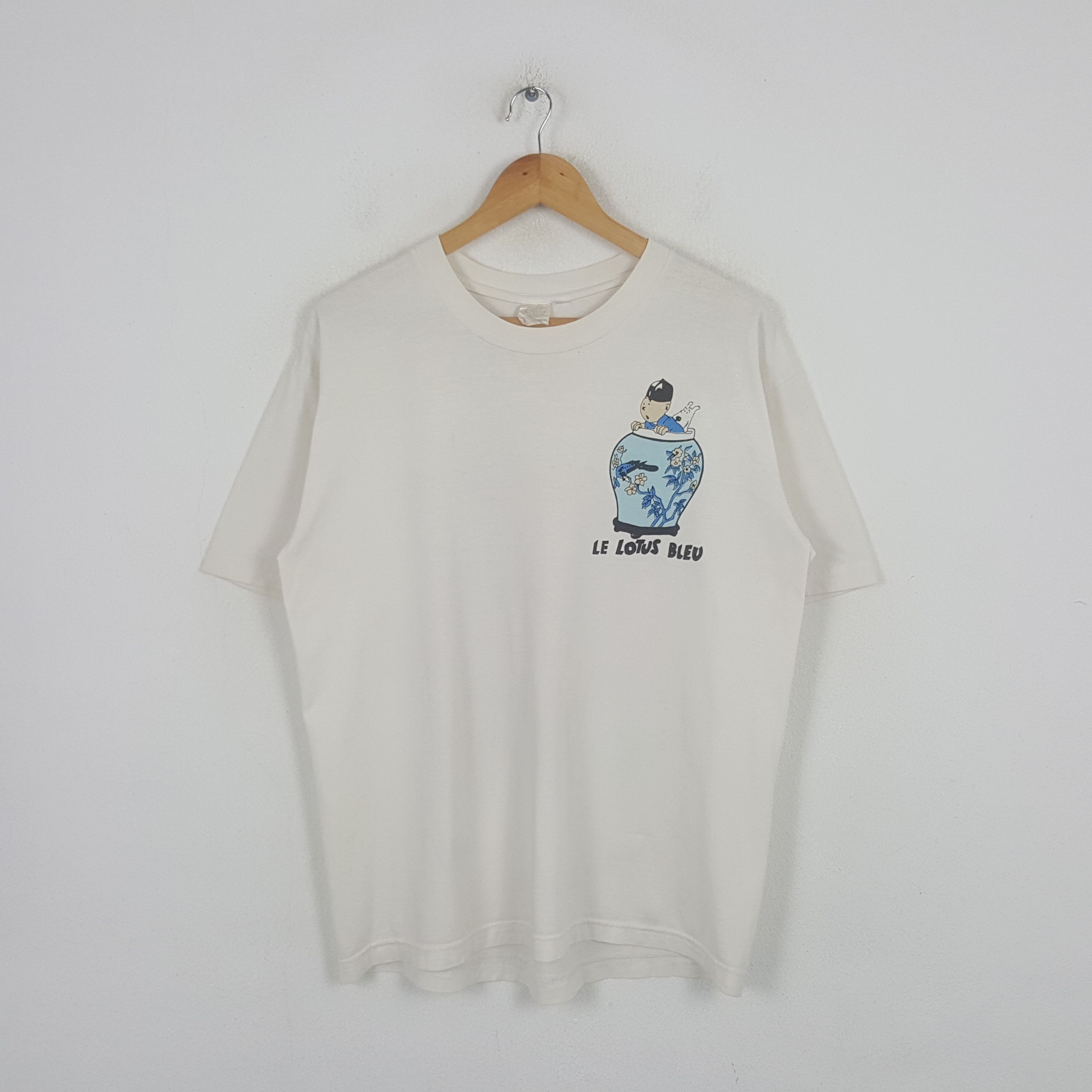 Other Vintage Tintin Le Lotus Bleu Cartoon Movie Tshirt RR21 Size US L / EU 52-54 / 3 - 3 Thumbnail
