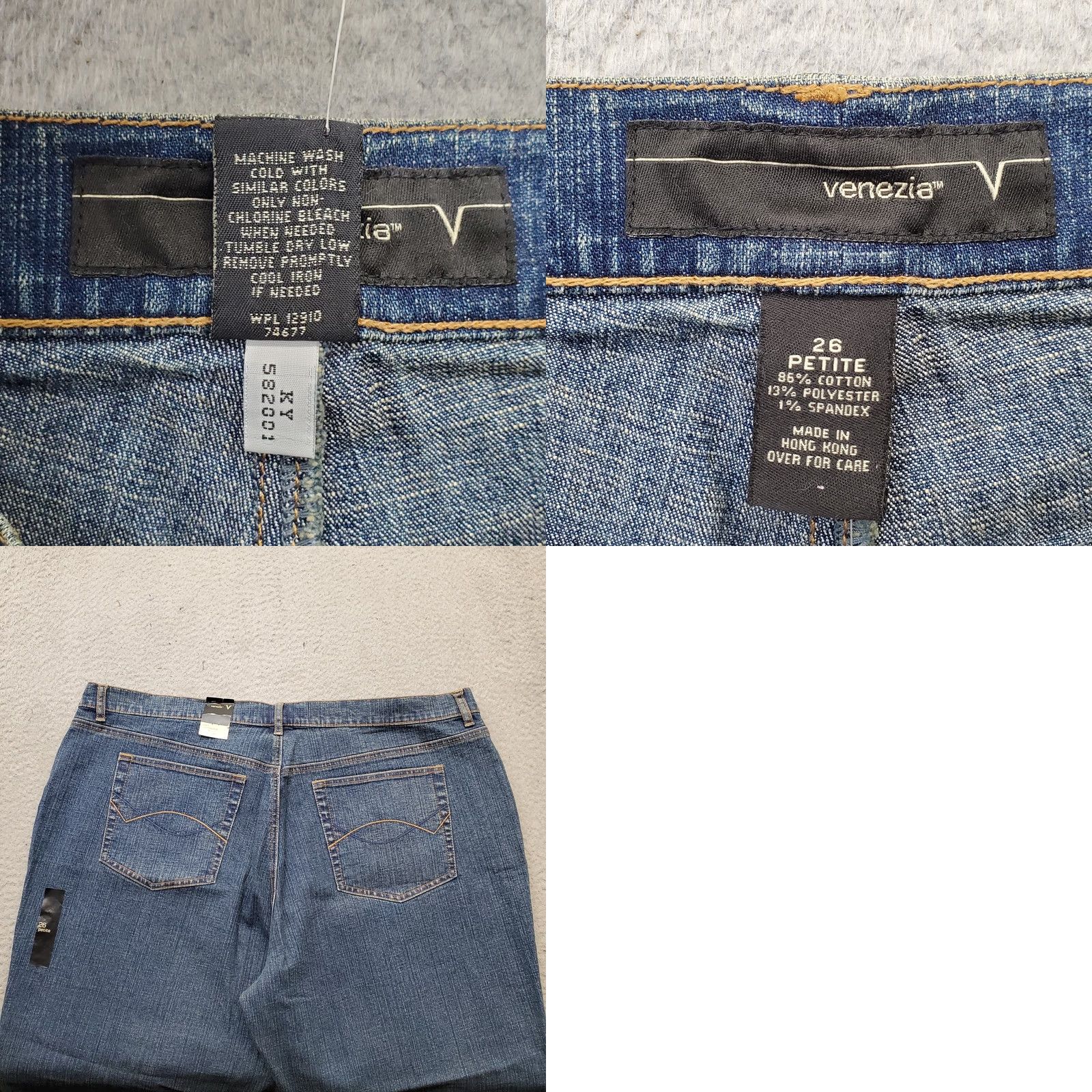 Denime Venezia Jeans Womens 26WP Blue Denim Straight 5-Pocket Petite Regular Size: 26WP Womens Color: Blue Grunge Style Low Waist Stretch Size 26" / US 2 / IT 38 - 8 Thumbnail