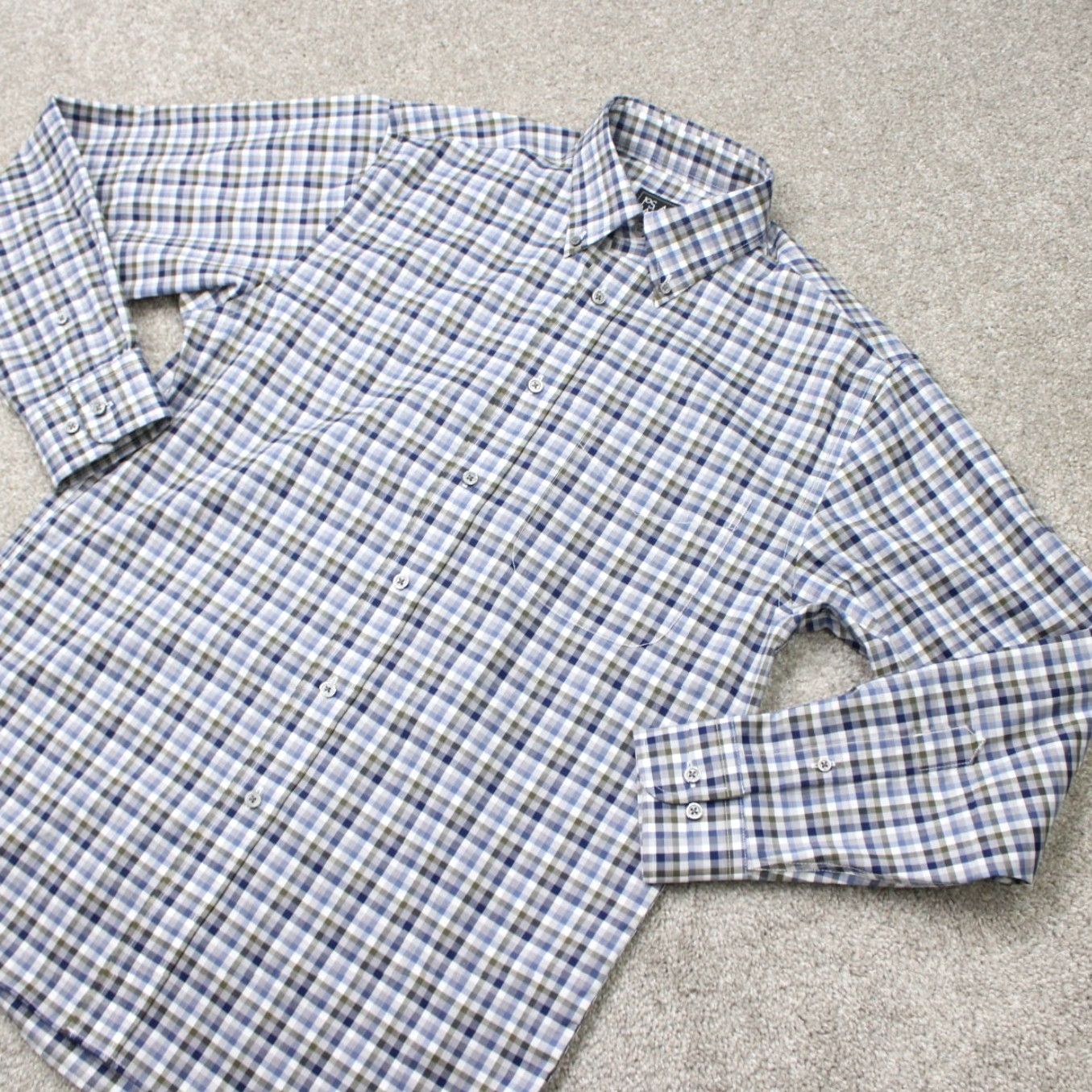 Jos. A. Bank Jos. A. Bank Shirt Mens Small Blue/Green Traveler Traditional Fit Cotton L/S Size US S / EU 44-46 / 1 - 3 Thumbnail