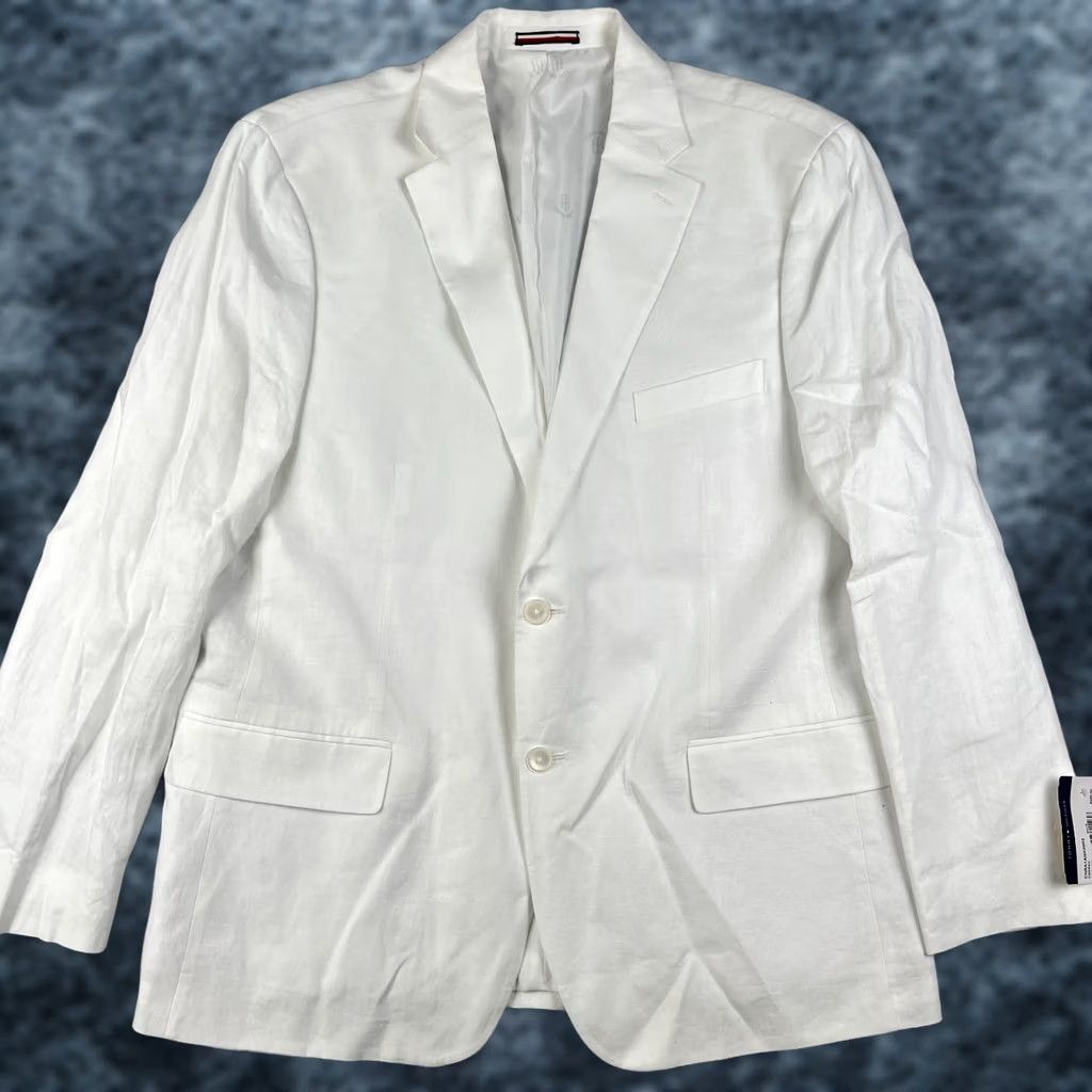 Tommy Hilfiger Tommy Hilfiger Sport Coat Blazer 46R Mens White Jacket NWT Linen Conrad Size 46R - 1 Thumbnail