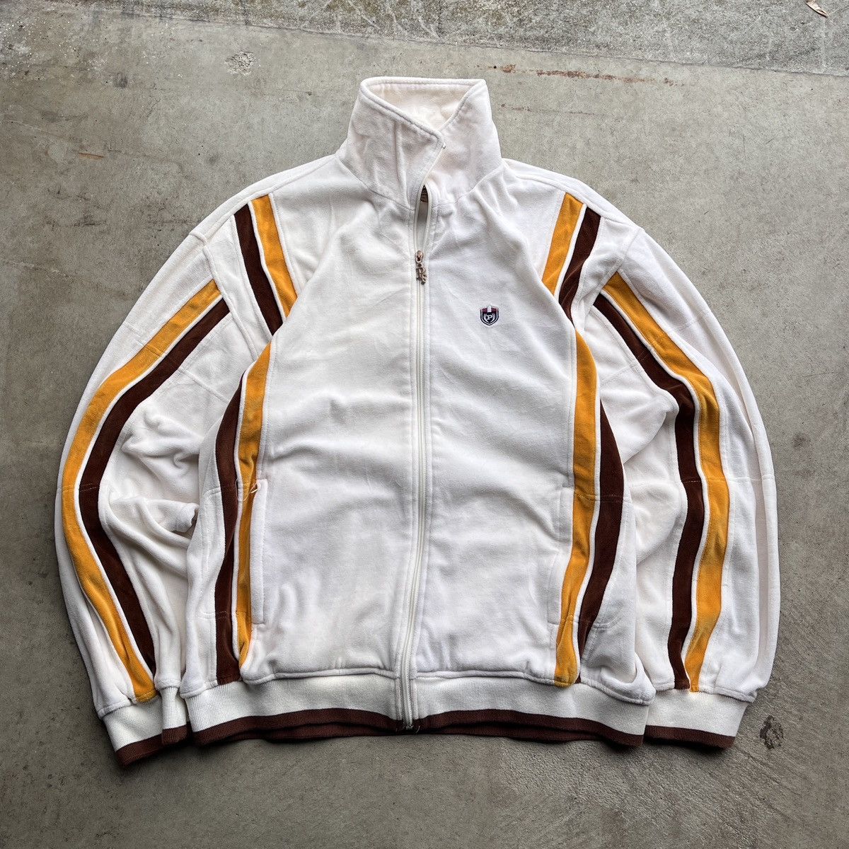 Phat Farm Vintage Y2K Phat Farm Velour Cream Zip-Up Track Jacket Size US XL / EU 56 / 4 - 1 Thumbnail