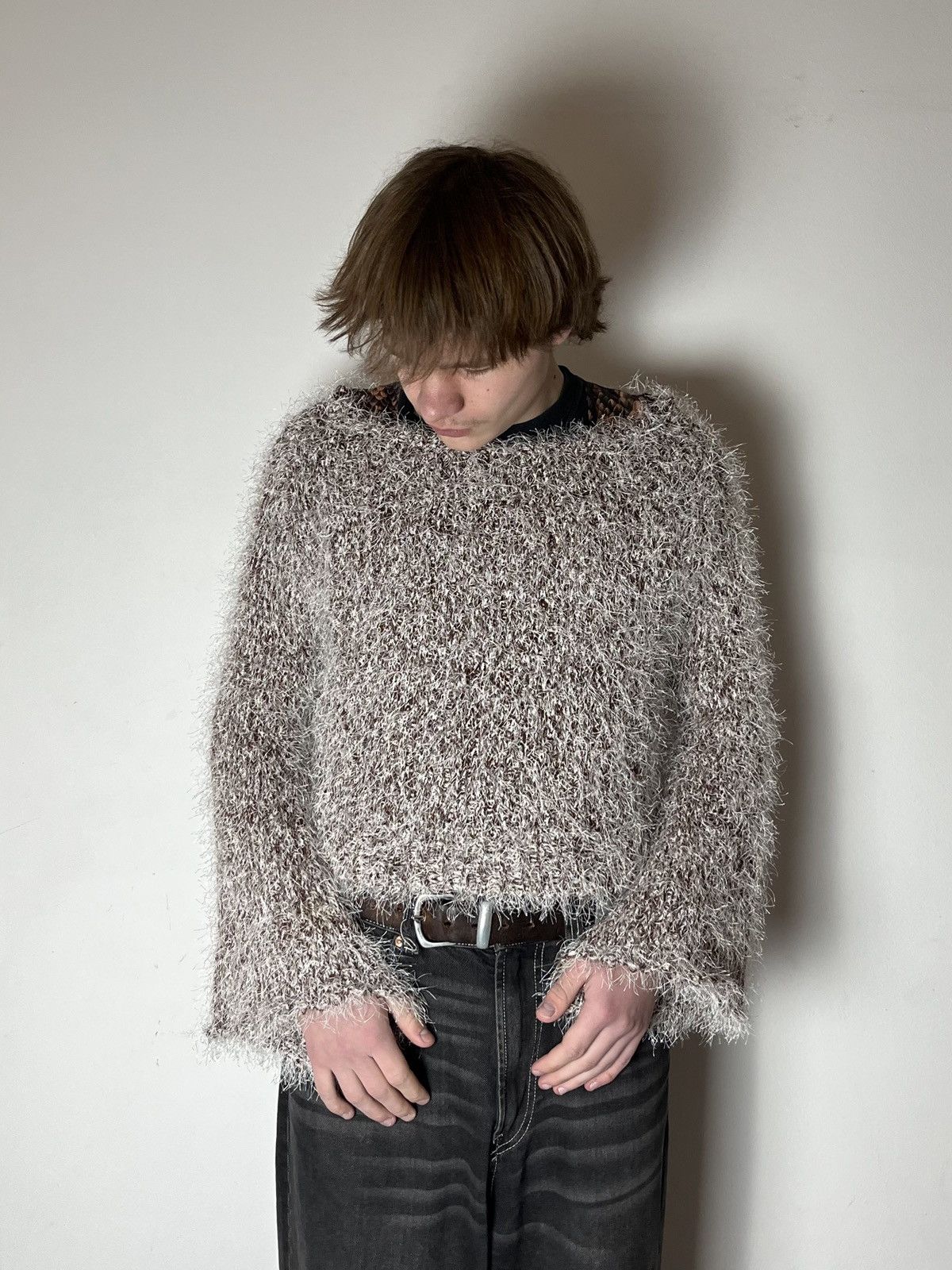 Hysteric Glamour 🔥00'S RICK OWENS VIBE FAUX FUR MOHAIR CROPPED SWEATER 00'S Size US S / EU 44-46 / 1 - 3 Thumbnail