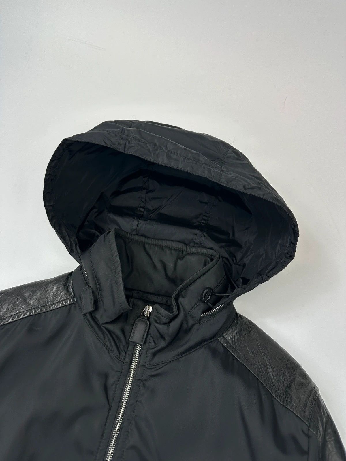 Prada Prada Milano FW09 Black Leather & Nylon Padded Bomber Jacket Size US M / EU 48-50 / 2 - 2 Thumbnail