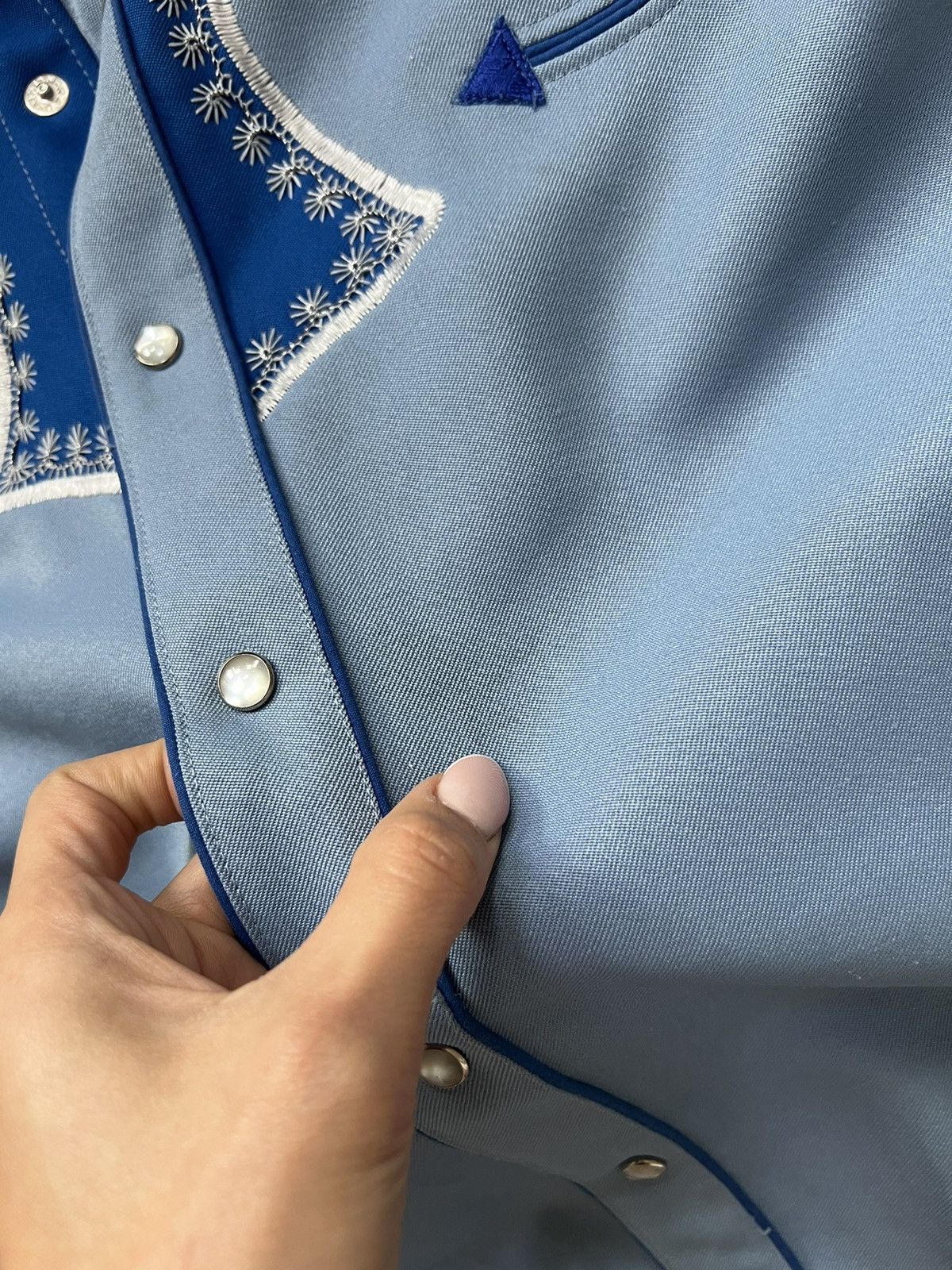 Vintage Shirt cowboy H Bar C California Ranchwear Blue Western 70s Size L / US 10 / IT 46 - 3 Thumbnail