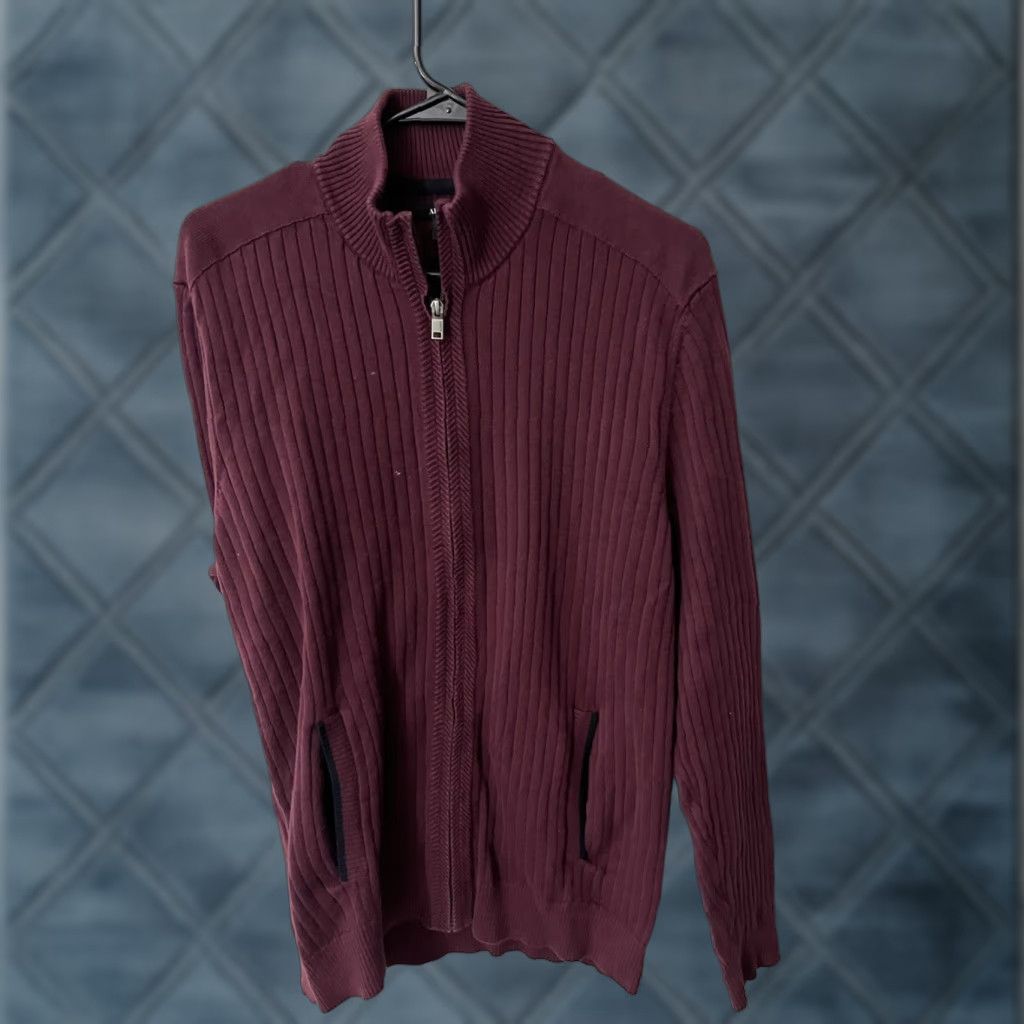 Alfani Alfani Mens Full Zip Sweater Large Burgundy Mock Neck Pockets Duck/Smart Casual Style Mens Only Size US L / EU 52-54 / 3 - 1 Thumbnail