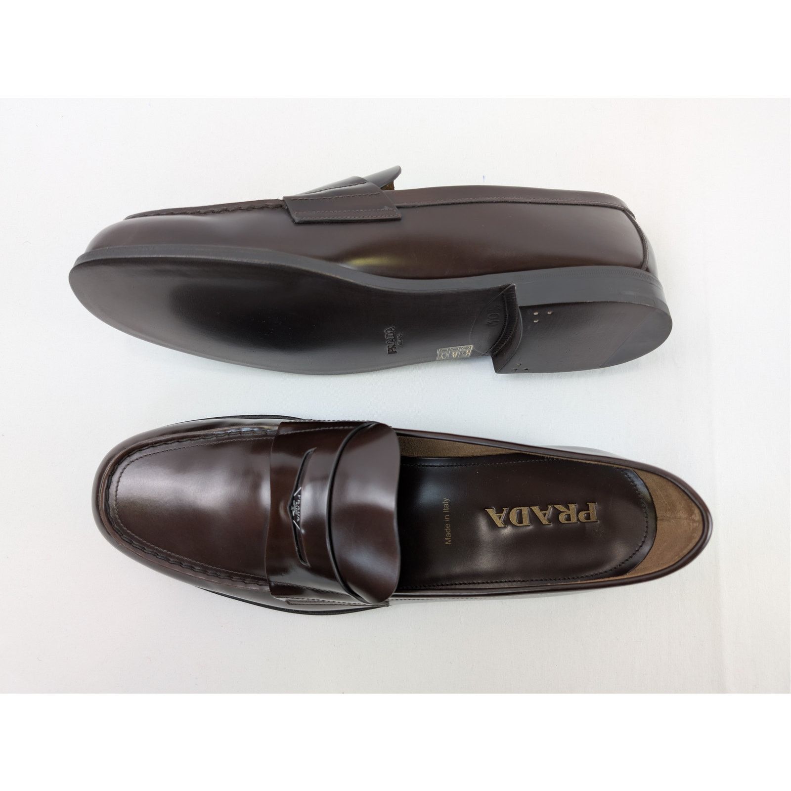 Prada o1rshd1 Brushed Leather Loafers Boots in Bruciato Size US 11.5 / EU 44-45 - 1 Thumbnail