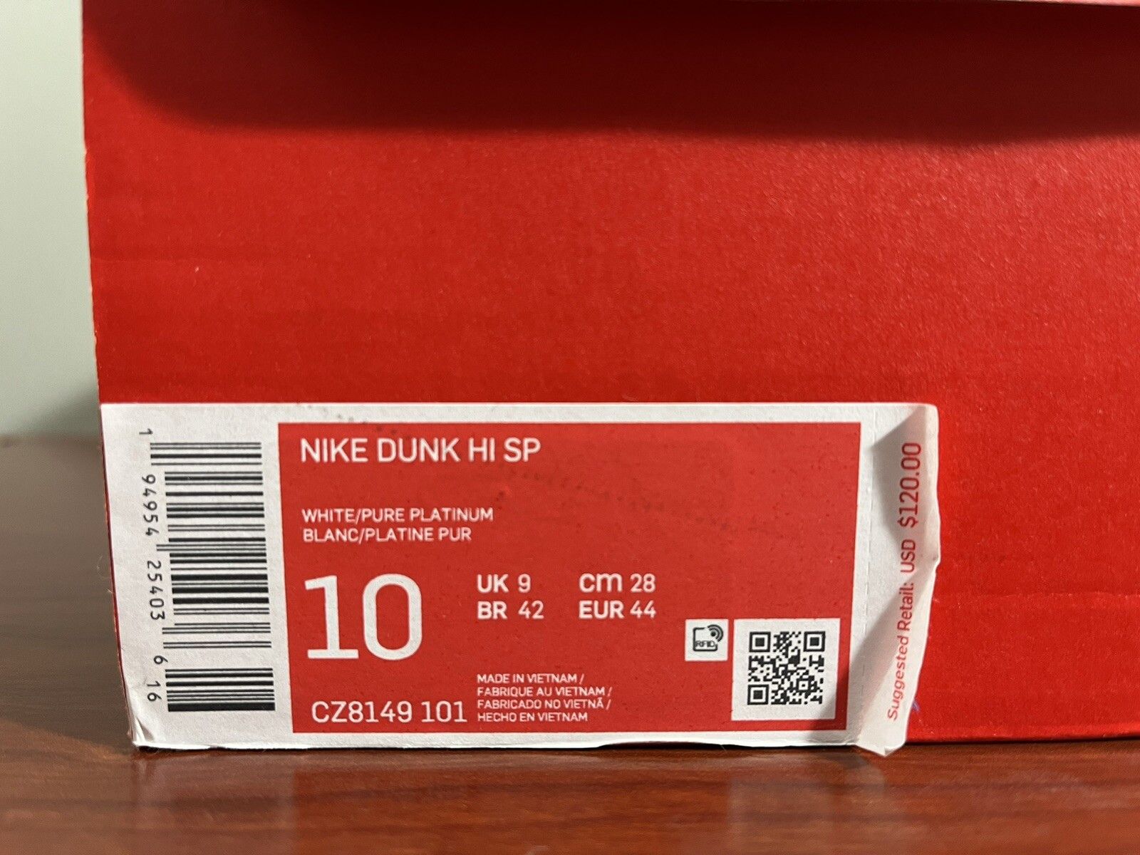 Nike Nike Dunk High SP Pure Platinum White Mens Size 10 Size US 10 / EU 43 - 9 Thumbnail