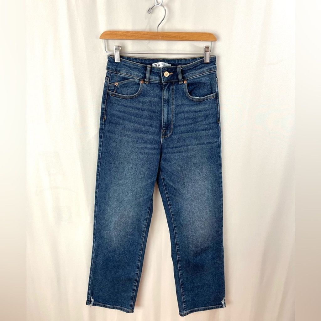 Zara Zara High Rise Straight Medium Distressed Jeans Size 4 Size 27" / US 4 / IT 40 - 3 Thumbnail