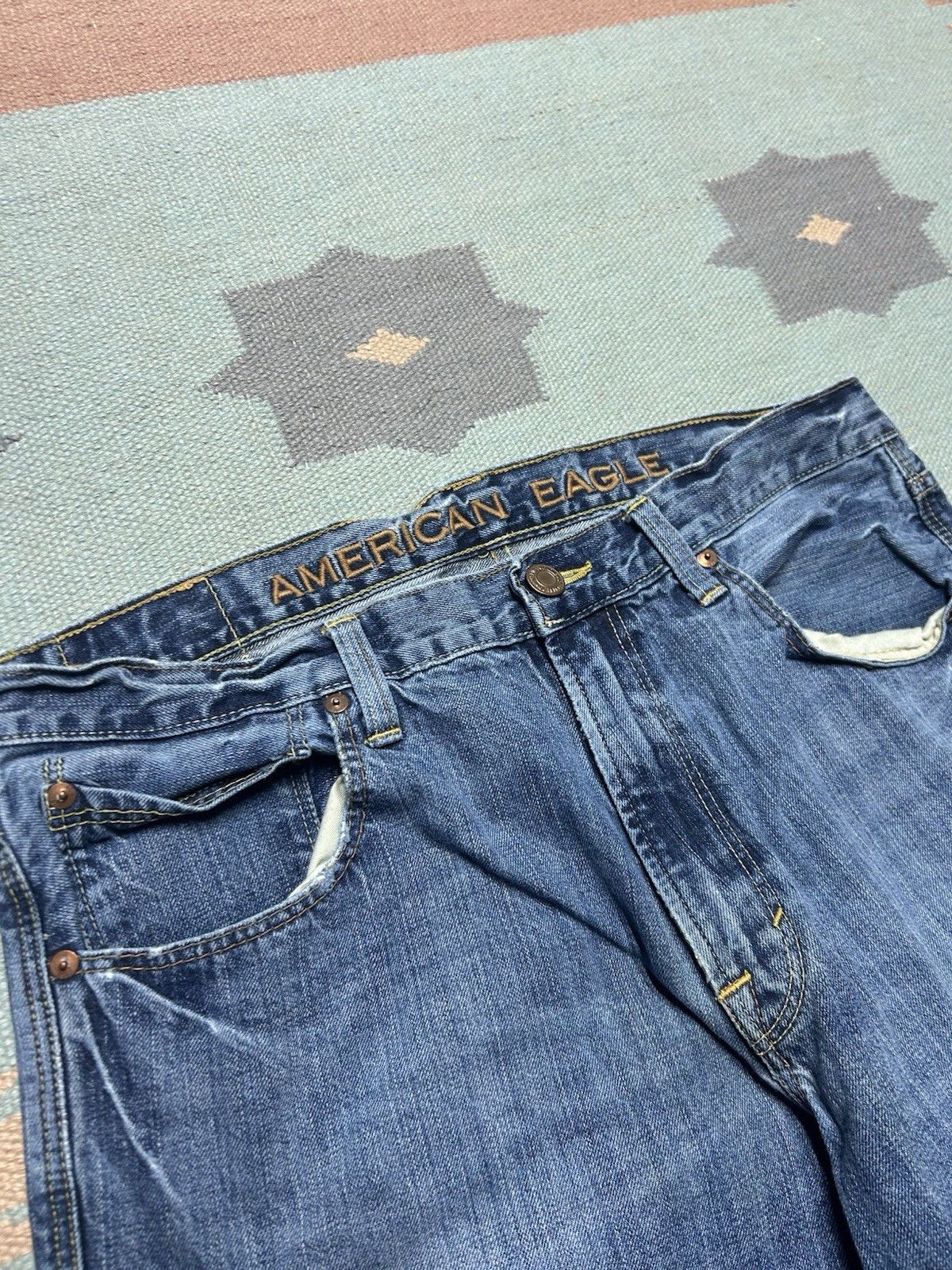Vintage Vtg American Eagle loose fit jeans distres faded baggy 36x29 Size US 36 / EU 52 - 7 Thumbnail