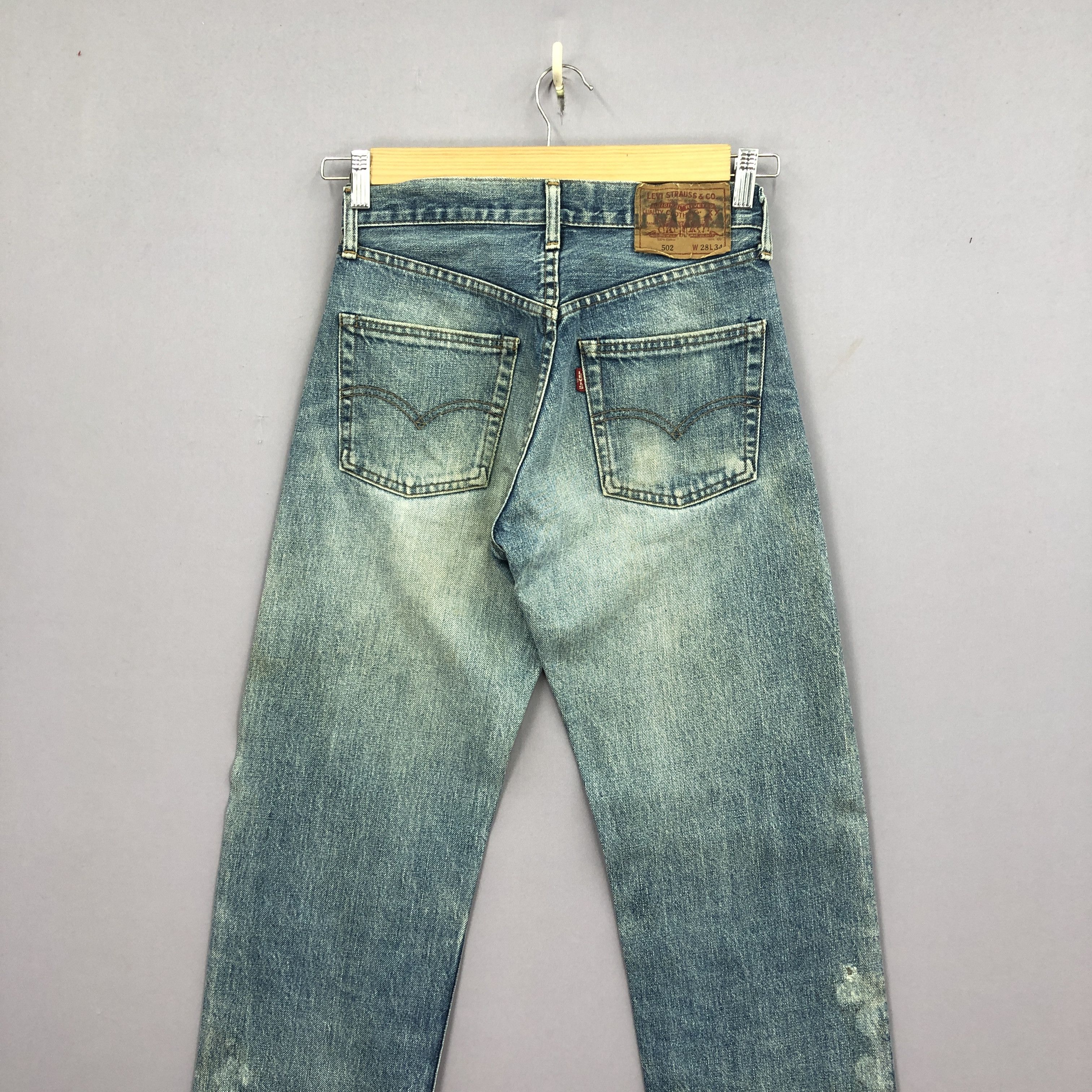Levi's Vintage 90s Levis 502 Selvedge Jeans Faded Stonewash Denim Size 26" / US 2 / IT 38 - 6 Thumbnail