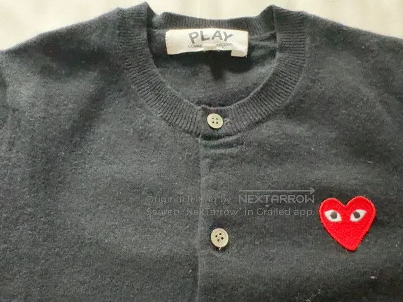 Comme des Garcons Comme Des Garcons Black knit cardigan with classic red hea Size M / US 6-8 / IT 42-44 - 3 Thumbnail