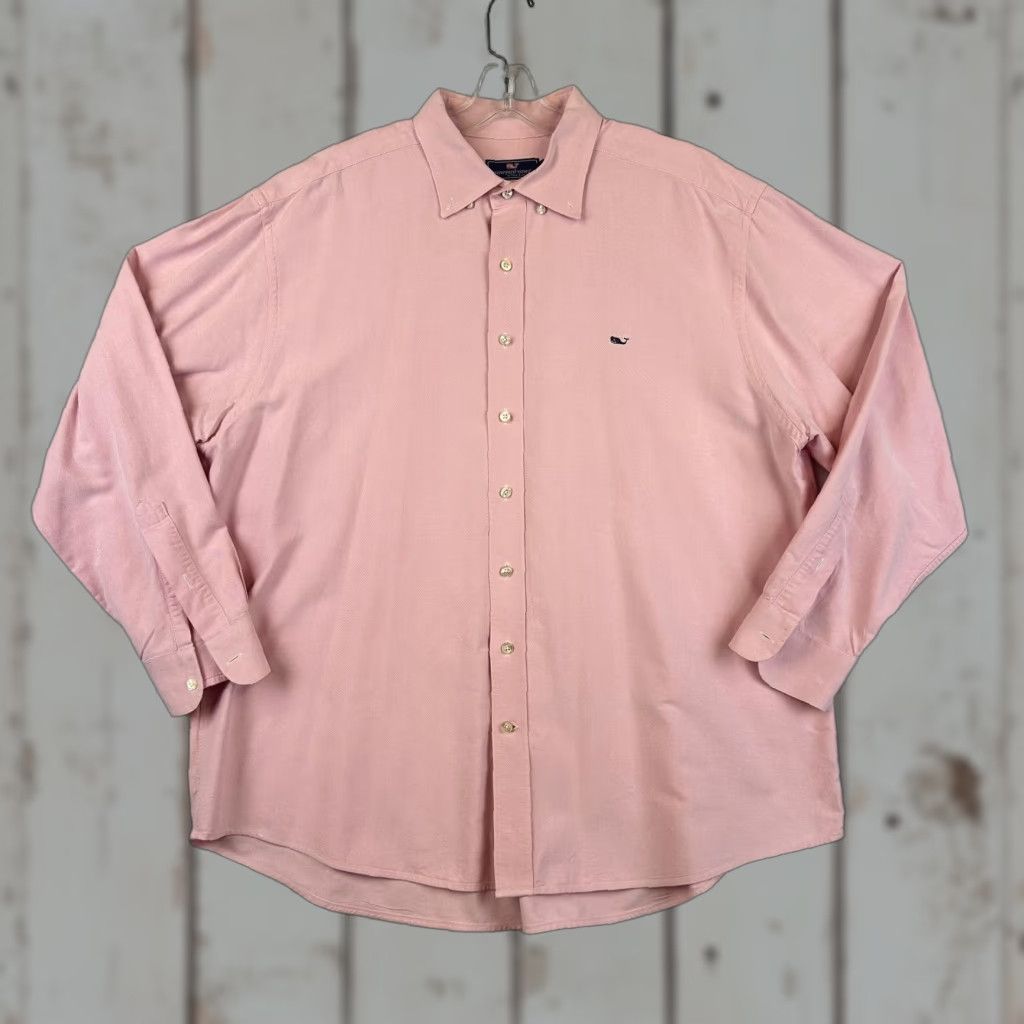Vineyard Vines Vineyard Vines Shirt Mens 2XL Classic Fit Whale Button Down Long Sleeve Pink Cotton Solid Embroidered Button-Up Neckline Collared Mens Size US XXL / EU 58 / 5 - 1 Thumbnail