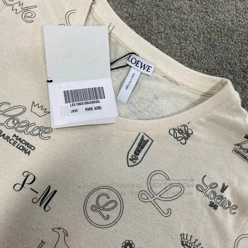 Loewe Loewe Summer Cream Cotton Short Sleeve T-Shirt . Size L / US 10 / IT 46 - 2 Thumbnail