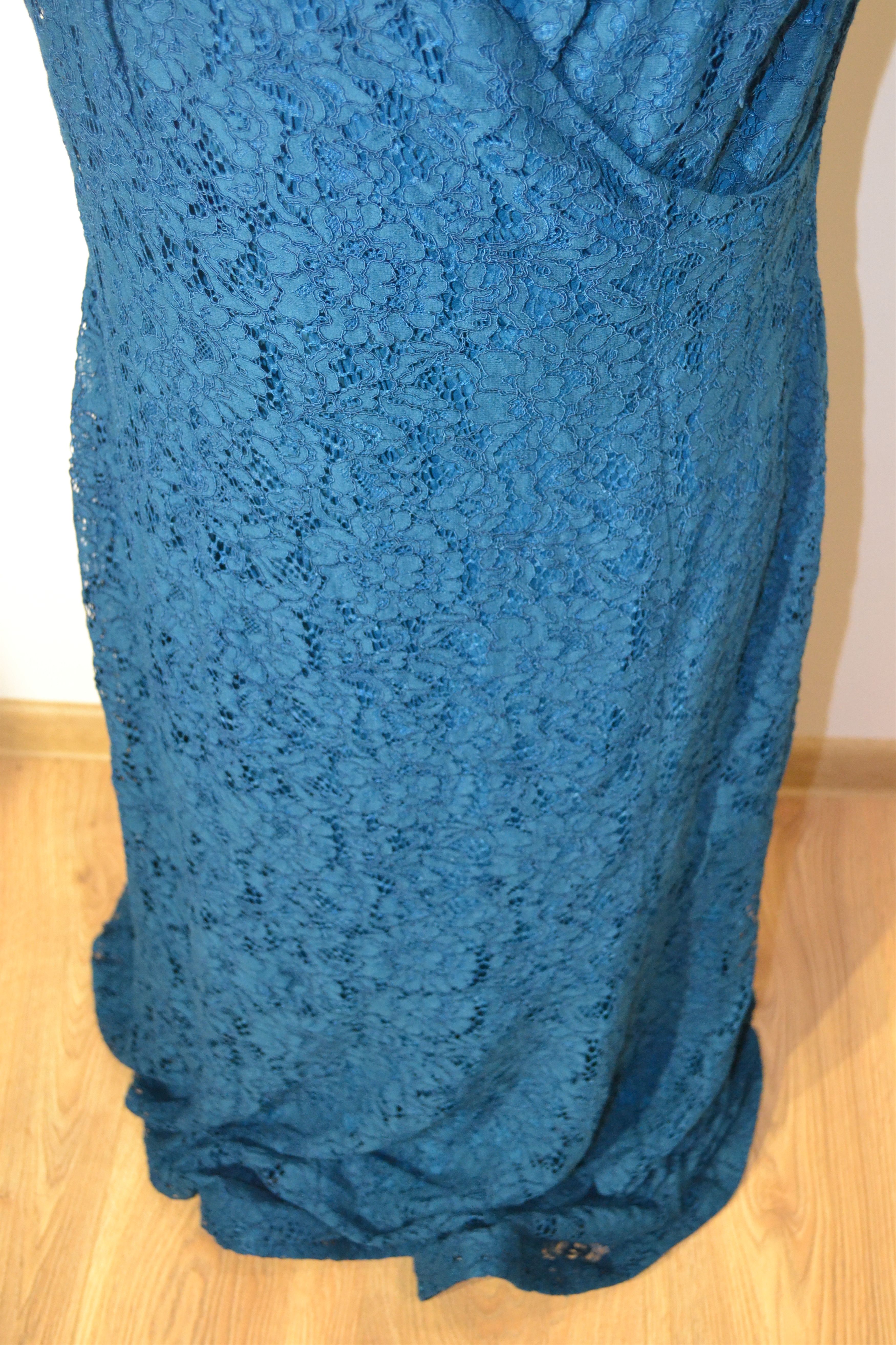 Lauren Ralph Lauren Ralph Lauren 2000s Teal Blue Lace Dress | XL | Evening Gown Size XL / US 12-14 / IT 48-50 - 4 Thumbnail