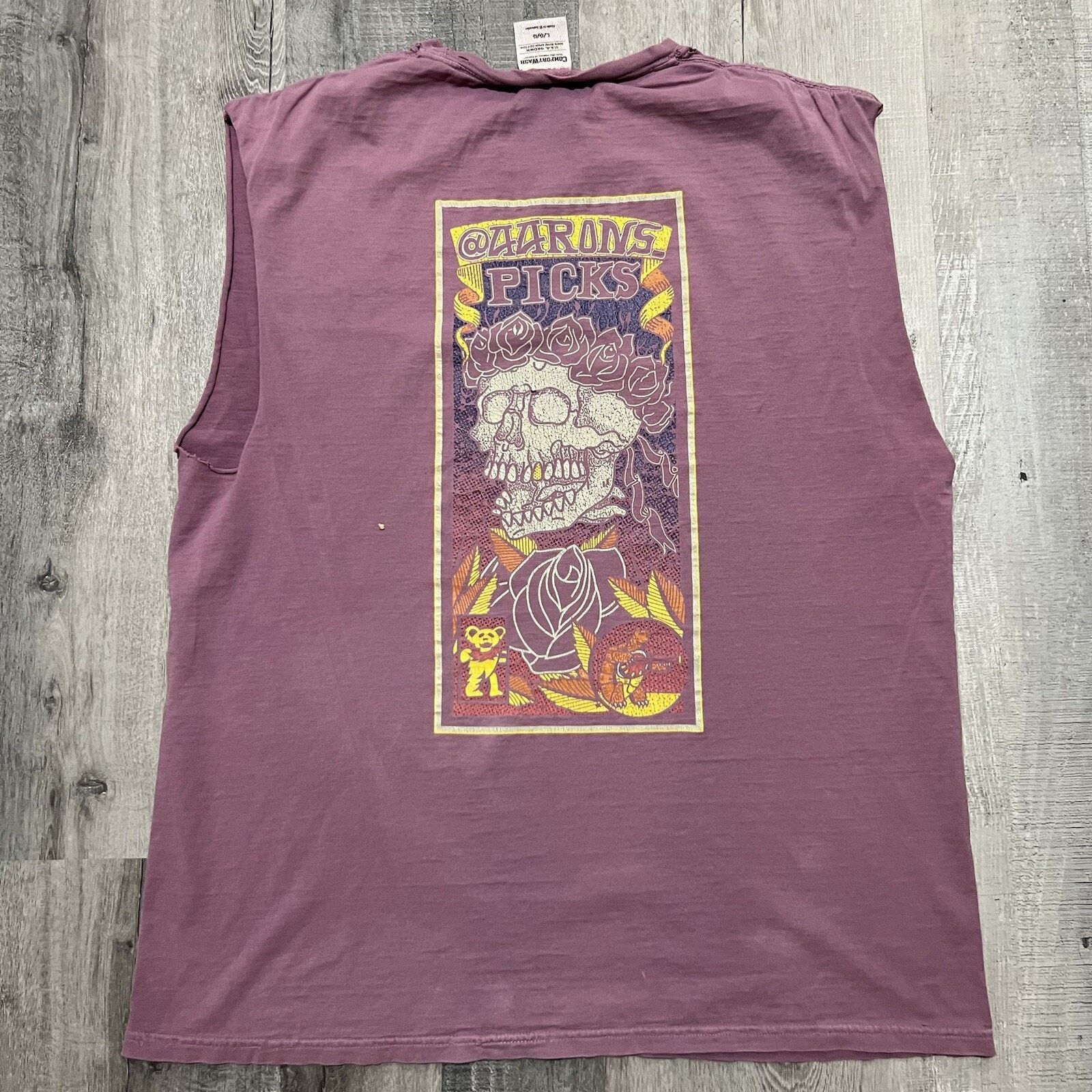 Comfort Colors Aarons Picks Grateful Dead Dancing Bear Cut Off Skull Shirt Size US L / EU 52-54 / 3 - 1 Thumbnail